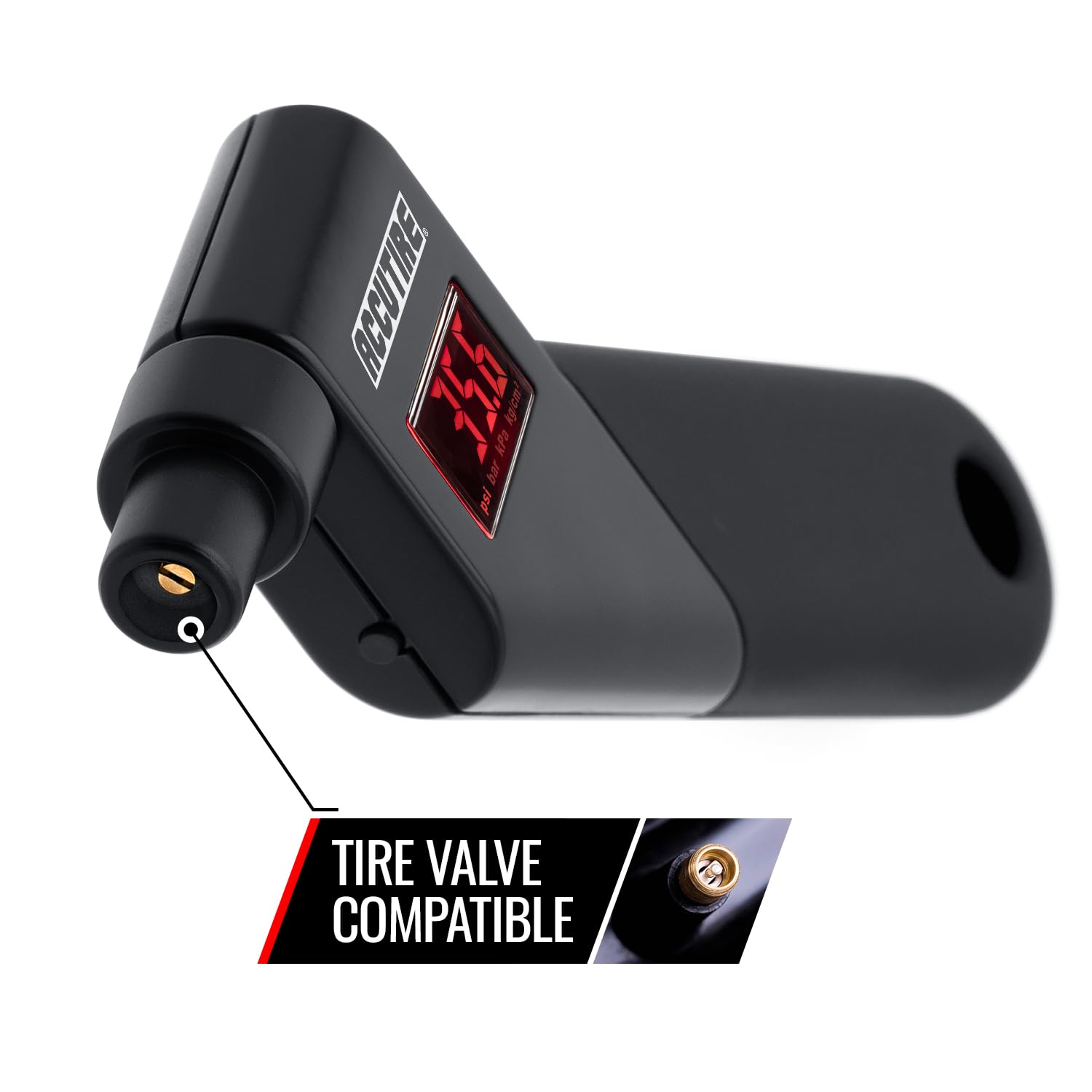 Accutire MS-4021B Digital Tire Pressure Gauge with 4 Valve Caps, 5-150psi (psi, bar, kPa, kg/cm2)