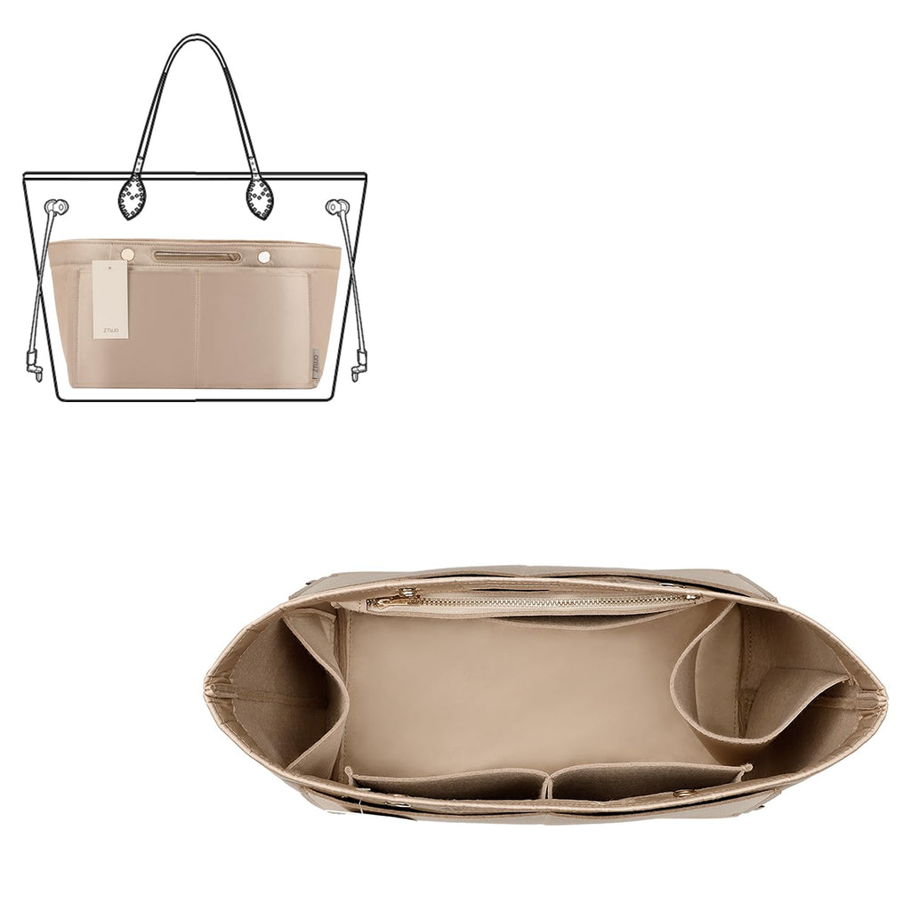 ZTUJO Purse Organizer Insert For Handbag & Tote Shaper,Tote Bag Organizer Insert For Speedy Neverful, 6 Sizes(Small, Silky Brown)