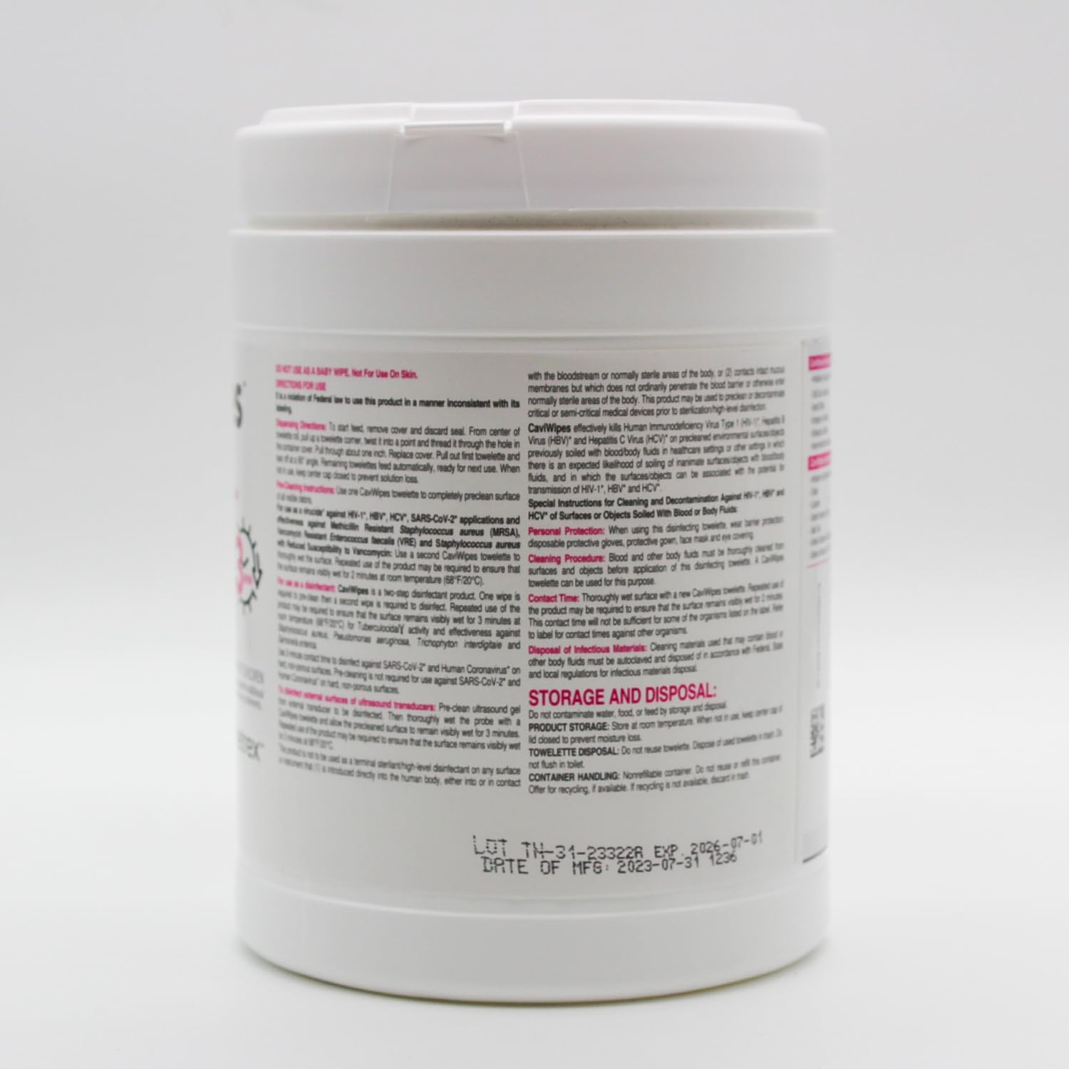 Cavicide and CaviWipes, CaviWipes, 160/pop-up dispenser, fragrance free