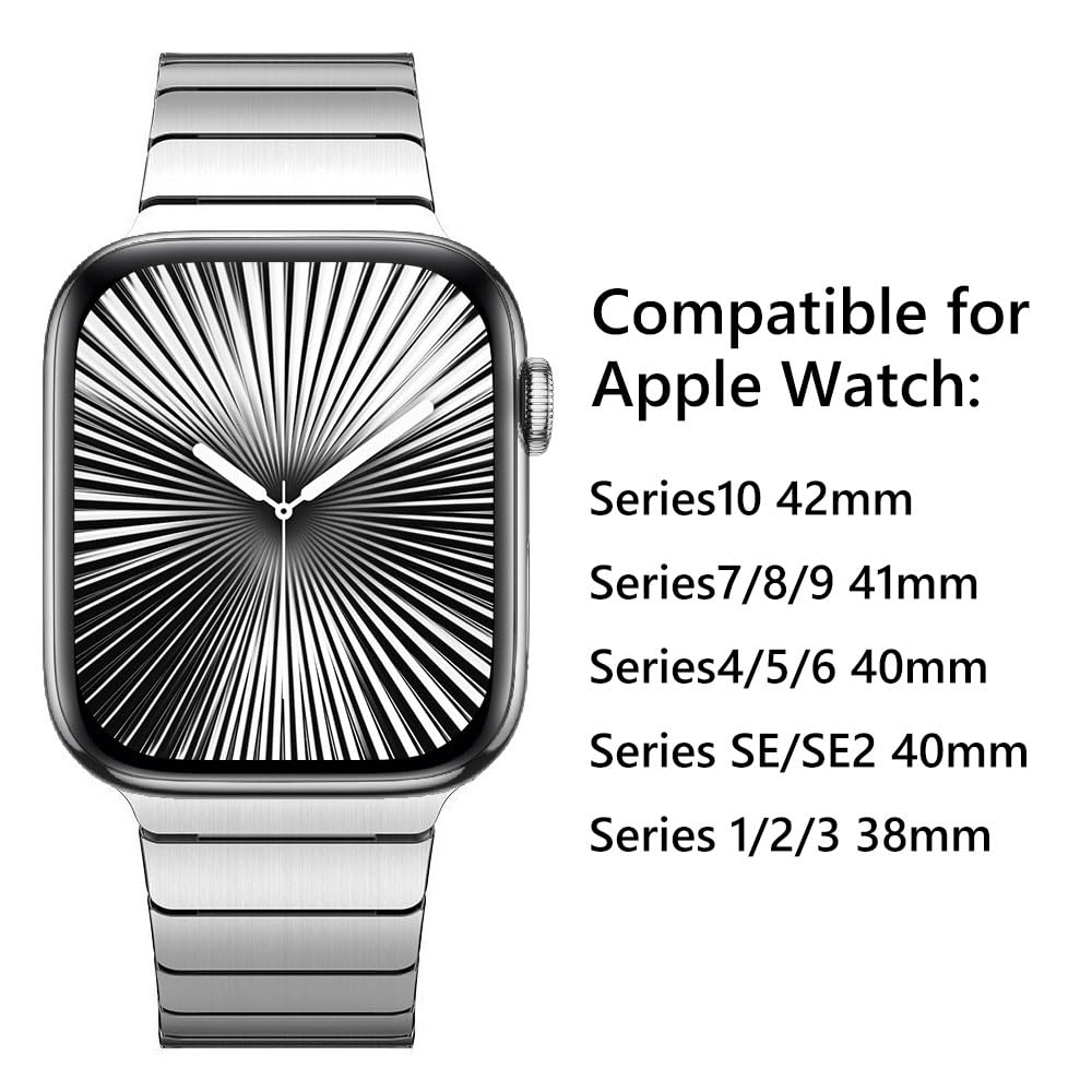 NewWays Titanium & Stainless Steel Link Bracelet for Apple Watch Band Ultra 3 2 1 Band 49mm Series11 10 46mm 42mm 45mm 44mm 41mm 40mm 38mm Series 3-11