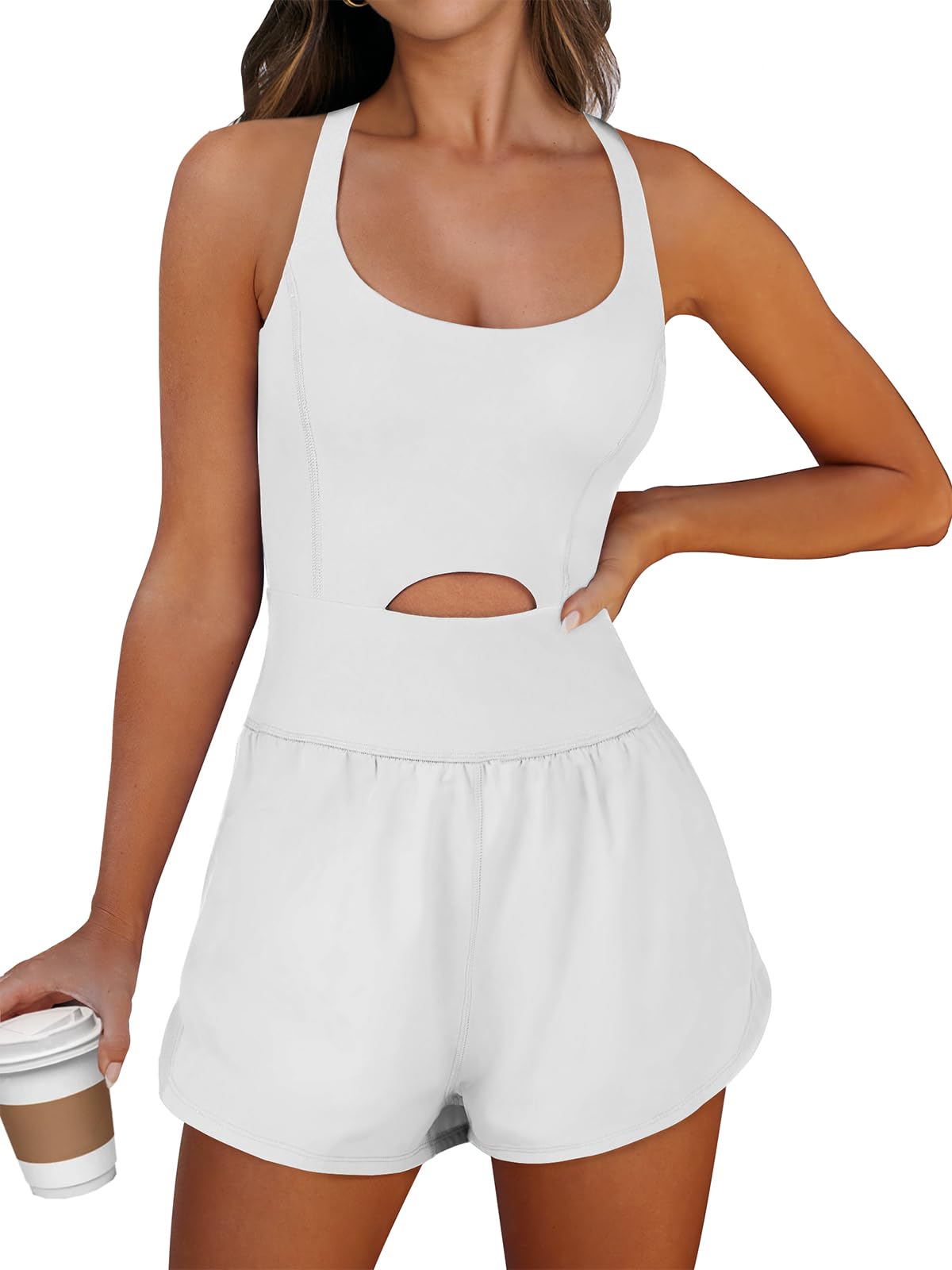 Caracilia Women's Workout Athletic Romper Summer Sets Short Jumpsuits Onesie Running Outfits Exercise Gym 2026 Trendy Clothes