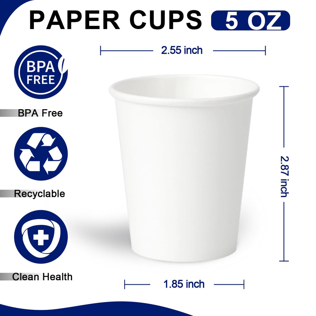 BYSNOW 100 Pack 3 oz Paper Cups, Disposable Bathroom Cups, Small Mouthwash Cups, Mini Paper Cups for Bathroom, White 100Pack