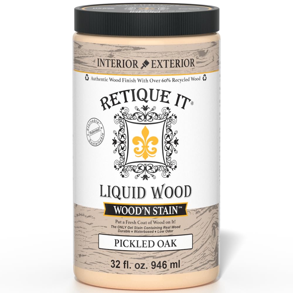 Retique It Wood'n Stain - Liquid Wood Gel Stain Interior/Exterior (08 oz (Half-Pint), 35 Dark Oak)