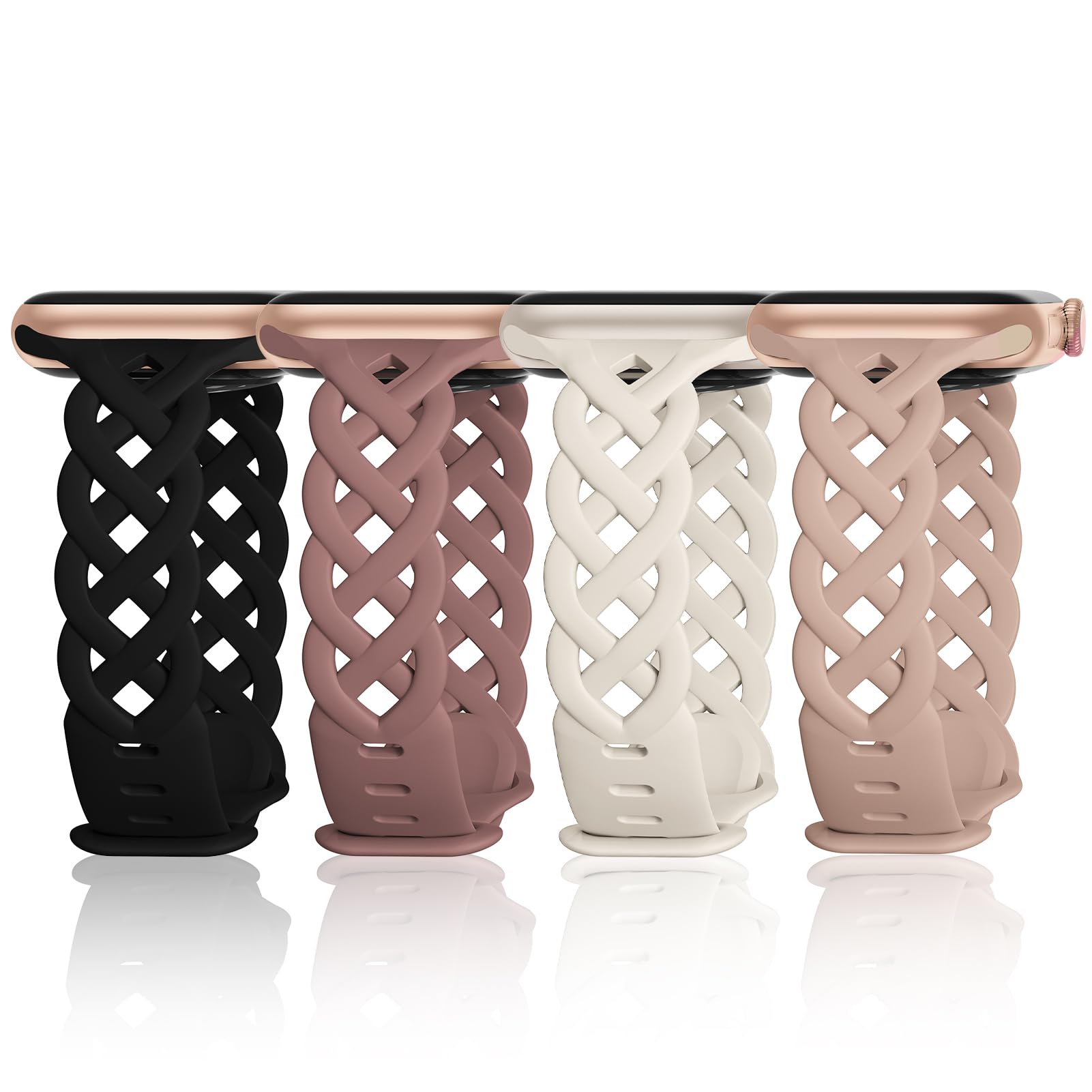 Slim Silicone Bands Compatible with Apple Watch Band 40mm 38mm 41mm 44mm 45mm 46mm 49mm 42mm Women Floral Breathable Braided Lace Thin Sport Strap Replacement Wristbands iWatch SE Series 11 10 9 8 7 6 5 4 3 ultra 2