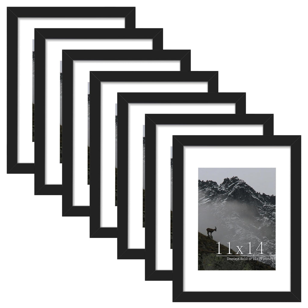 Picrit 24x34 Black Poster Frame 7 Pack, Display Pictures 20x30 Picture with Mat or 24 x 34 without Mat for Horizontal or Vertical Wall Mounting, Wall Gallery Photo Frames
