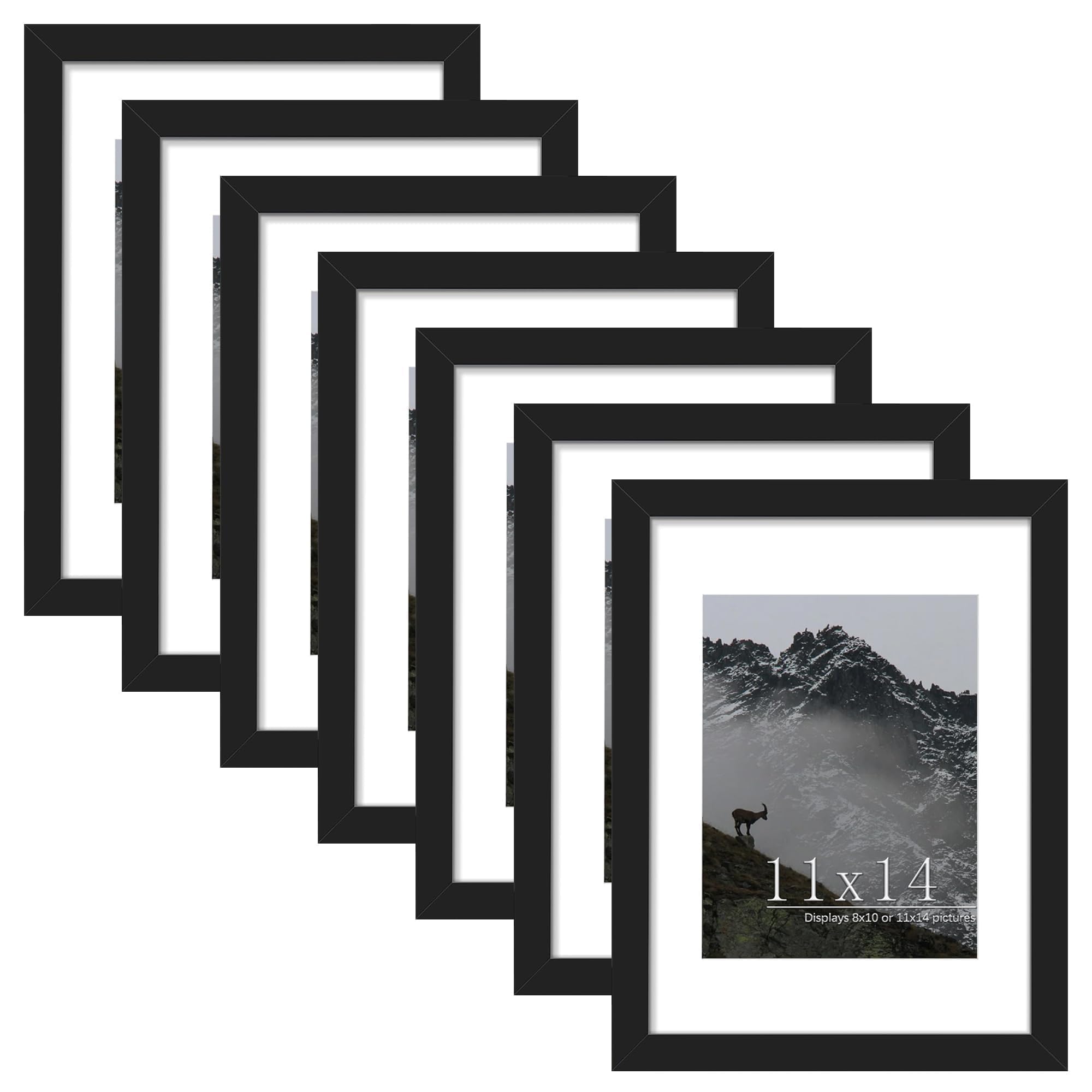 Picrit 24x34 Black Poster Frame 7 Pack, Display Pictures 20x30 Picture with Mat or 24 x 34 without Mat for Horizontal or Vertical Wall Mounting, Wall Gallery Photo Frames