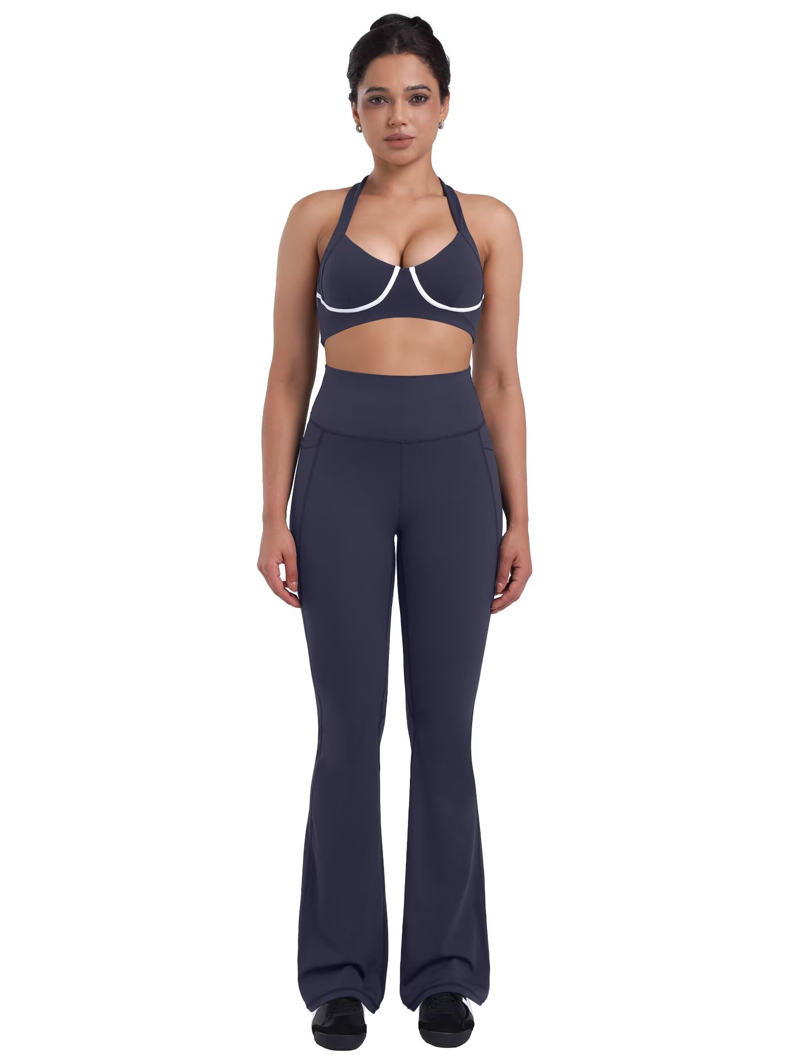 Sunzel Women Mini Flare Leggings with Pockets Breathable Bootcut Yoga Pants | Mini Flare, Buttery Soft, High Stretchy, High Waisted Tummy Control, Gym Clothes, Workout Casual Dance
