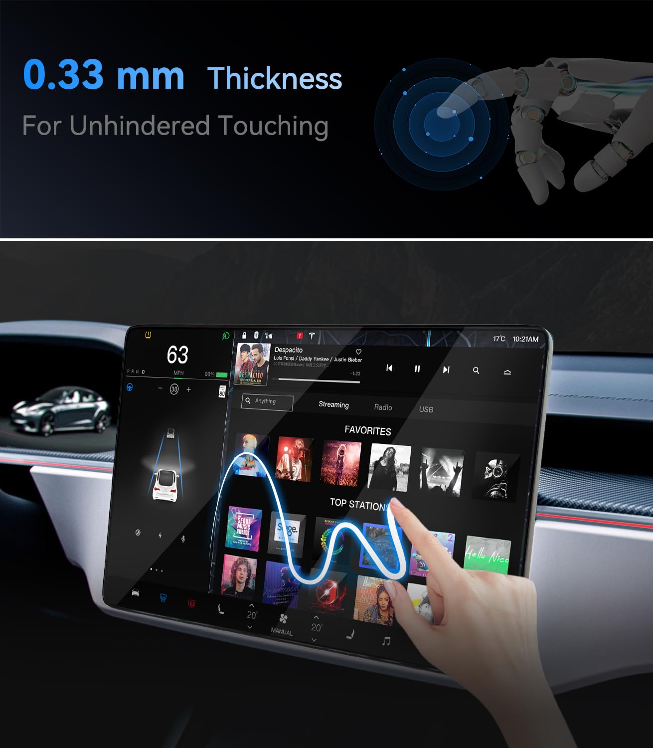 8" Rear Screen Protector for Tesla Model Y Juniper/Model 3 Highland, [HD & No-edge Gaps & 9H] Tempered Glass Screen Protector with Alignment Frame for Tesla Model 3/Y Accessories, Glossy