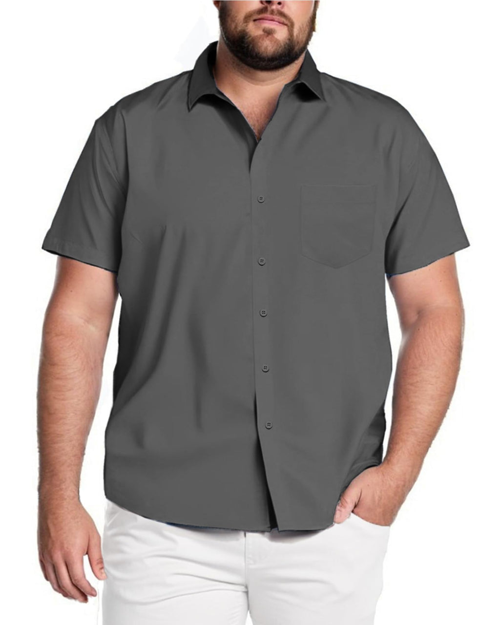 COOFANDY Big & Tall Shirts for Men Short Sleeve Button Down Casual Dress Shirts