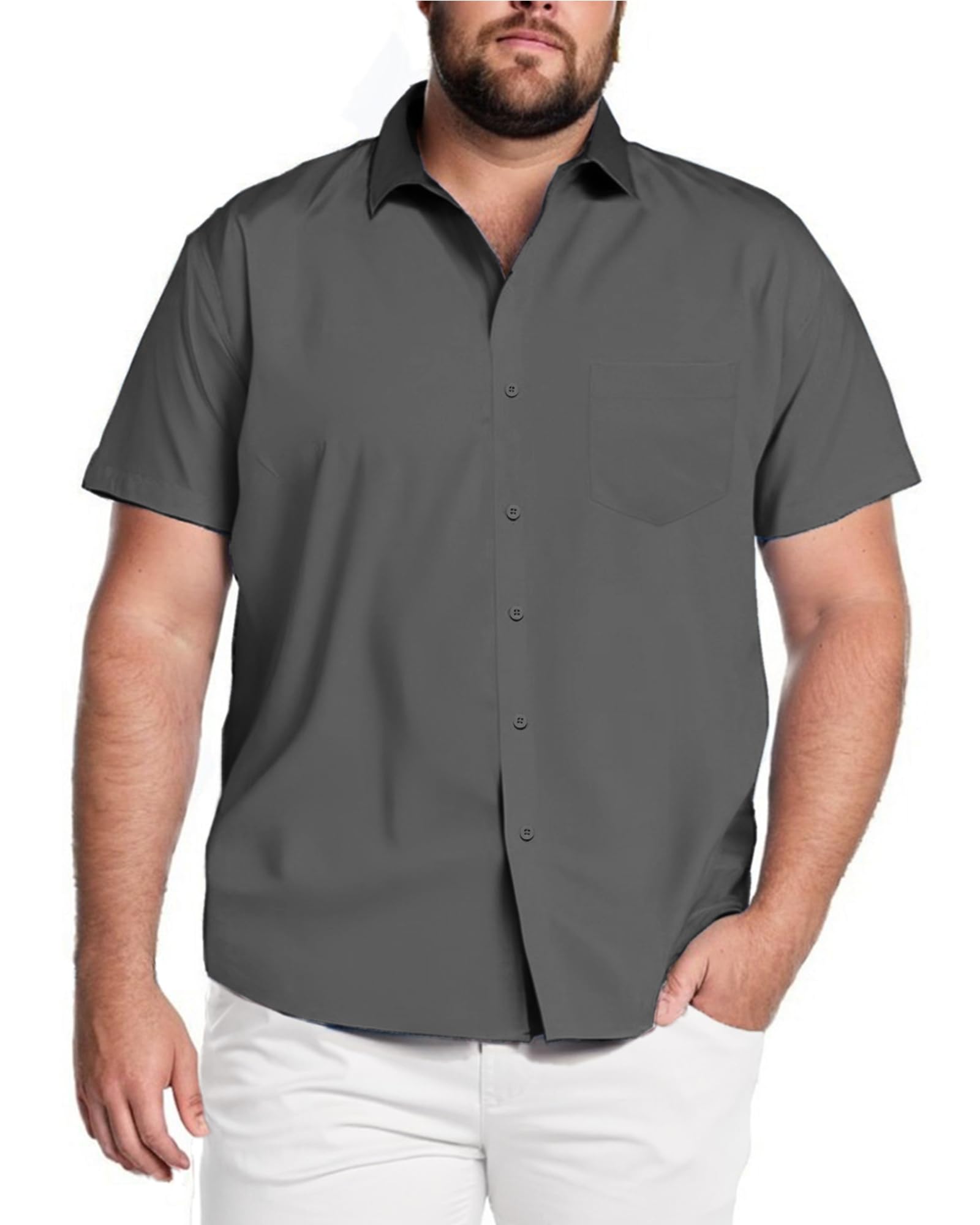 COOFANDY Big & Tall Shirts for Men Short Sleeve Button Down Casual Dress Shirts