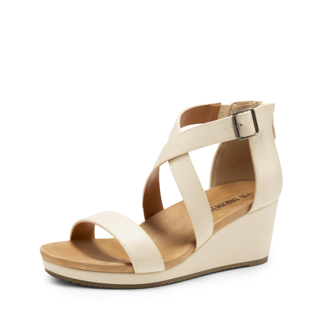 DREAM PAIRS Women's Open Toe Buckle Ankle Strap Summer Platform Wedge Sandals