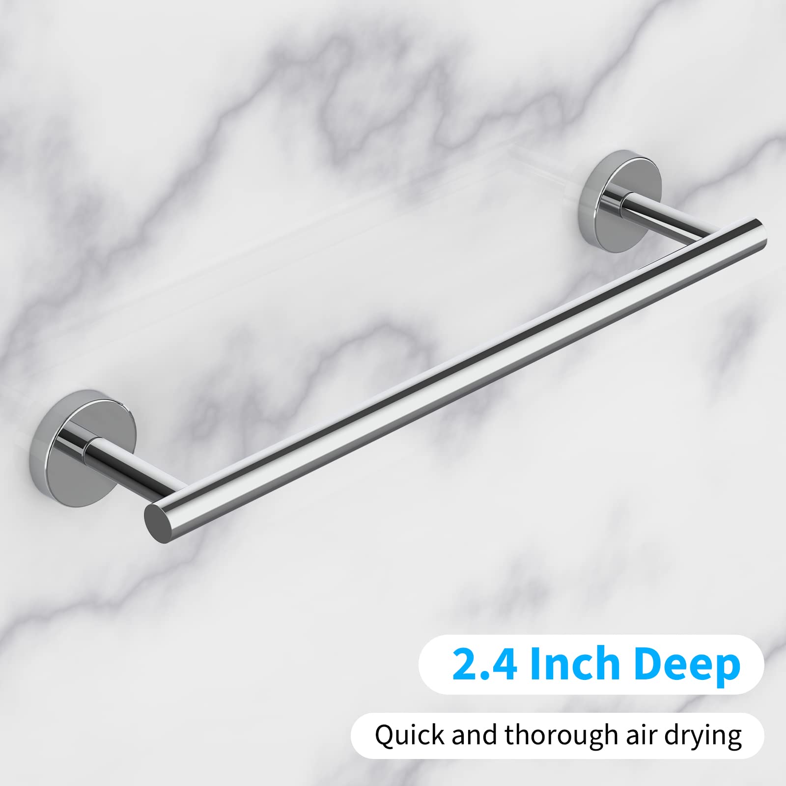 Cilee 2 Pieces Matte Black Bathroom Towel Bar, 24 Inch Double Towel Racks,Bathroom Towel Holder Towel Hanger for Bathroom Stainless Steel Wall Mount