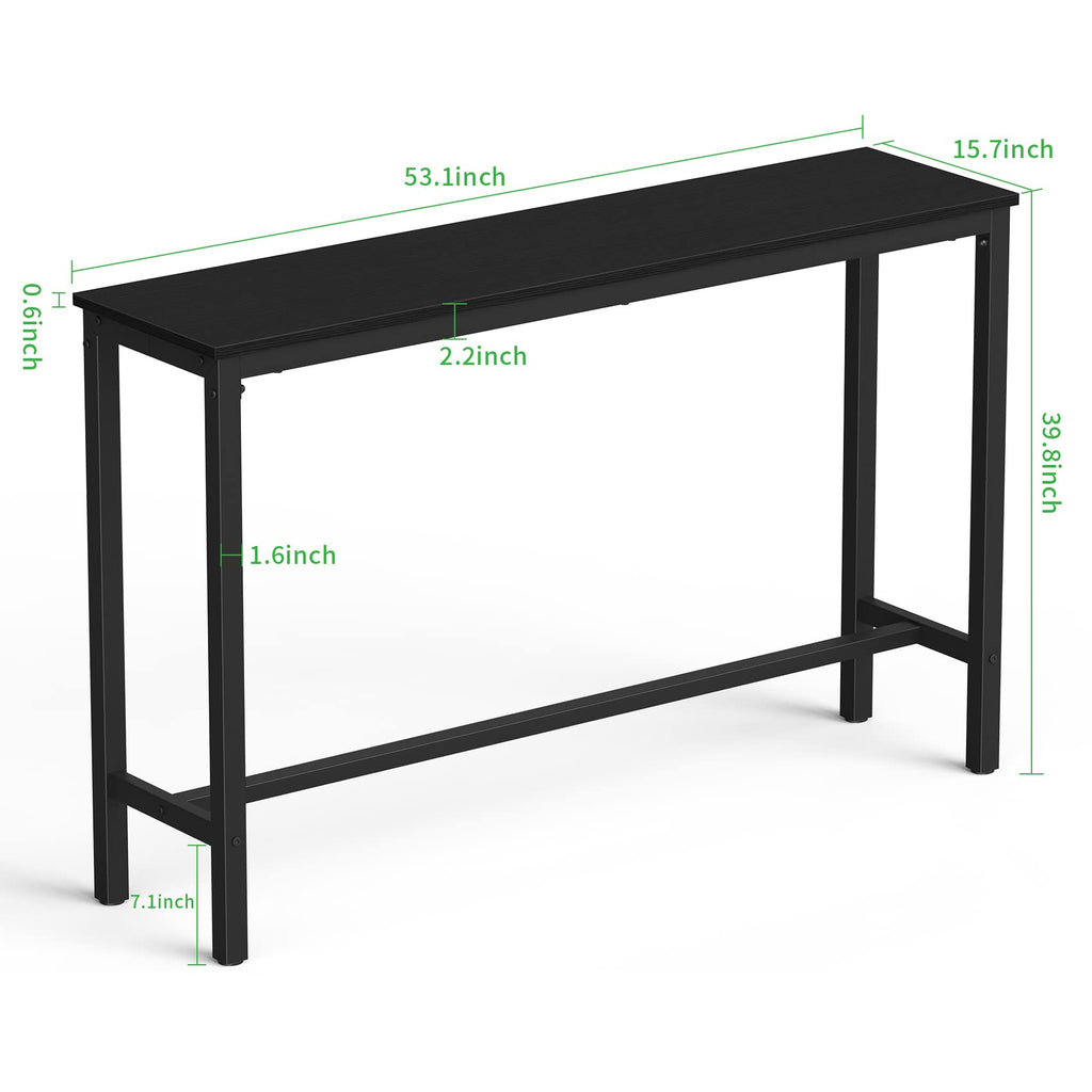 Mr IRONSTONE Bar Table, 47" Pub High Top Table Rectangular Bar Height Table Sofa Console/Dining Coffee Table, for Narrow Space, Living Room, Vintage