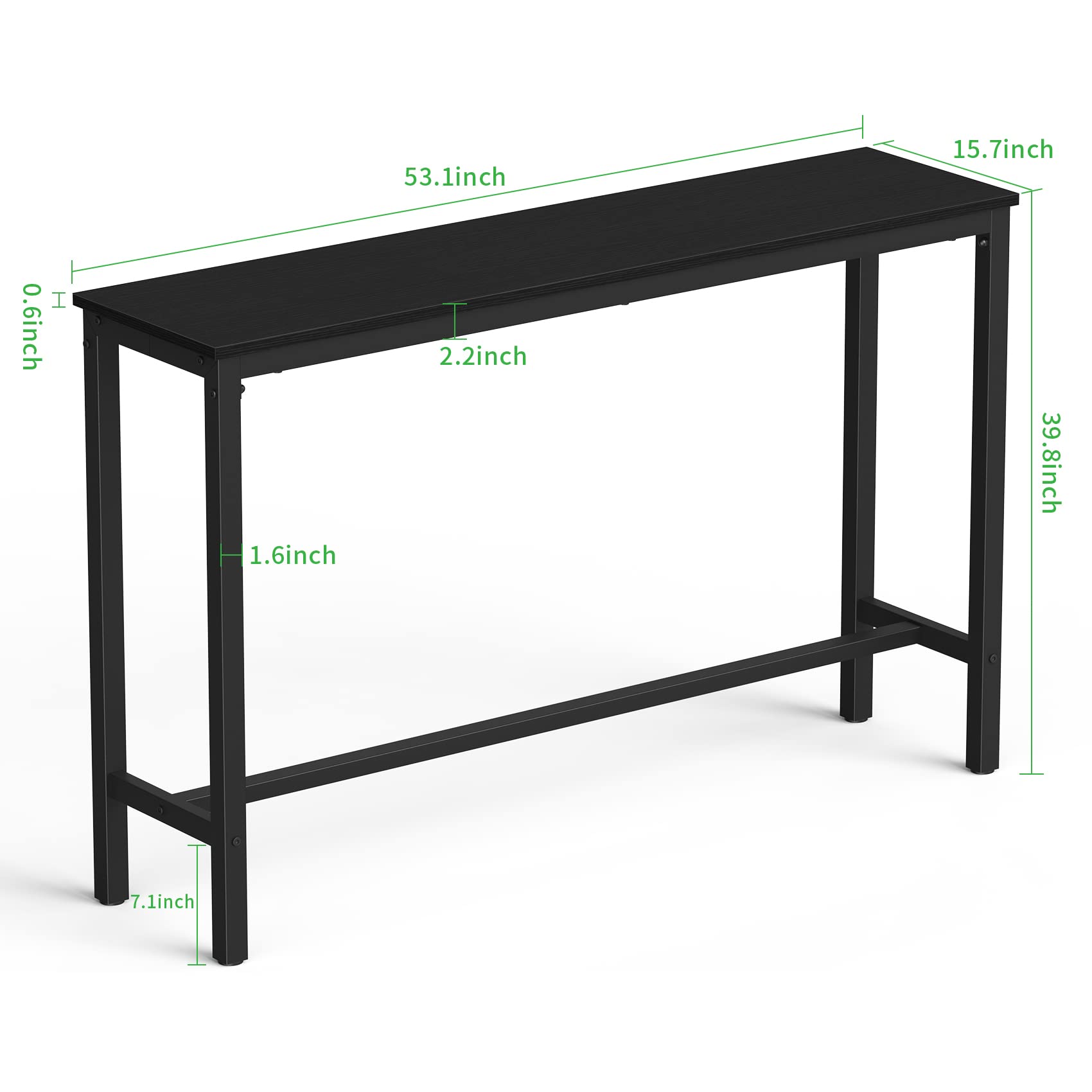 Mr IRONSTONE Bar Table, 47" Pub High Top Table Rectangular Bar Height Table Sofa Console/Dining Coffee Table, for Narrow Space, Living Room, Vintage