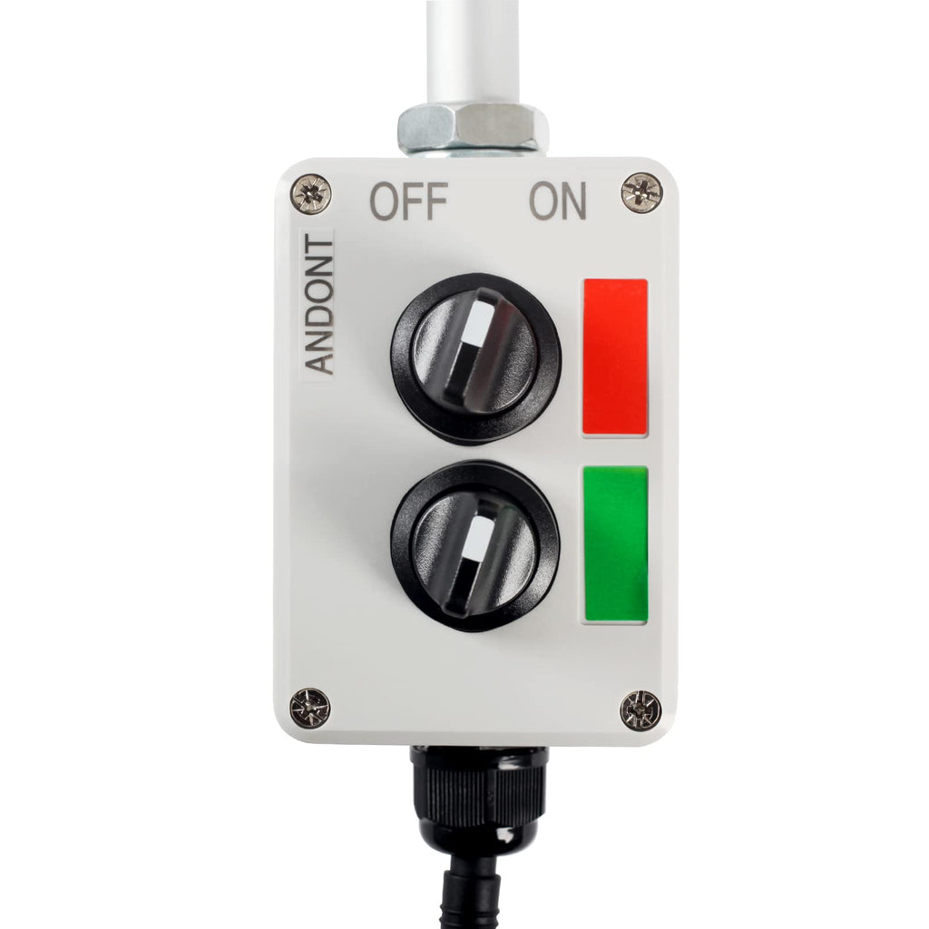 2-Stack LED Andon Tower Light with Buzzer | Industrial Warning Signal, Red/Green,On/Off or Flash, ABB Switch, Mean Well 120V-24V Adapter, Plug-and-Play