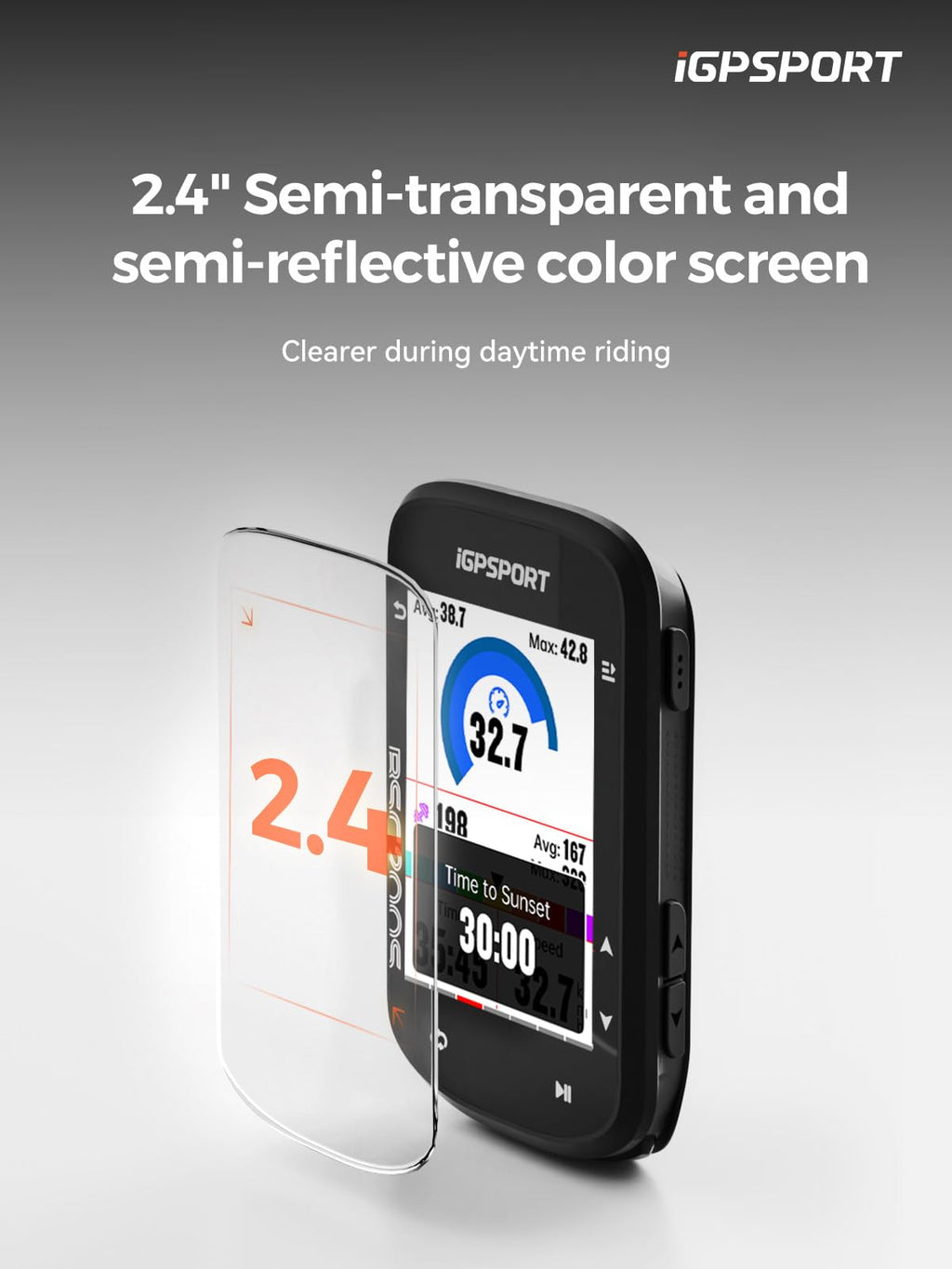 iGPSPORT BSC200S GPS Bike Computer, Wireless Route Navigation 2.4'' Screen Bluetooth ANT+ Cycle Computer IPX7 Waterproof