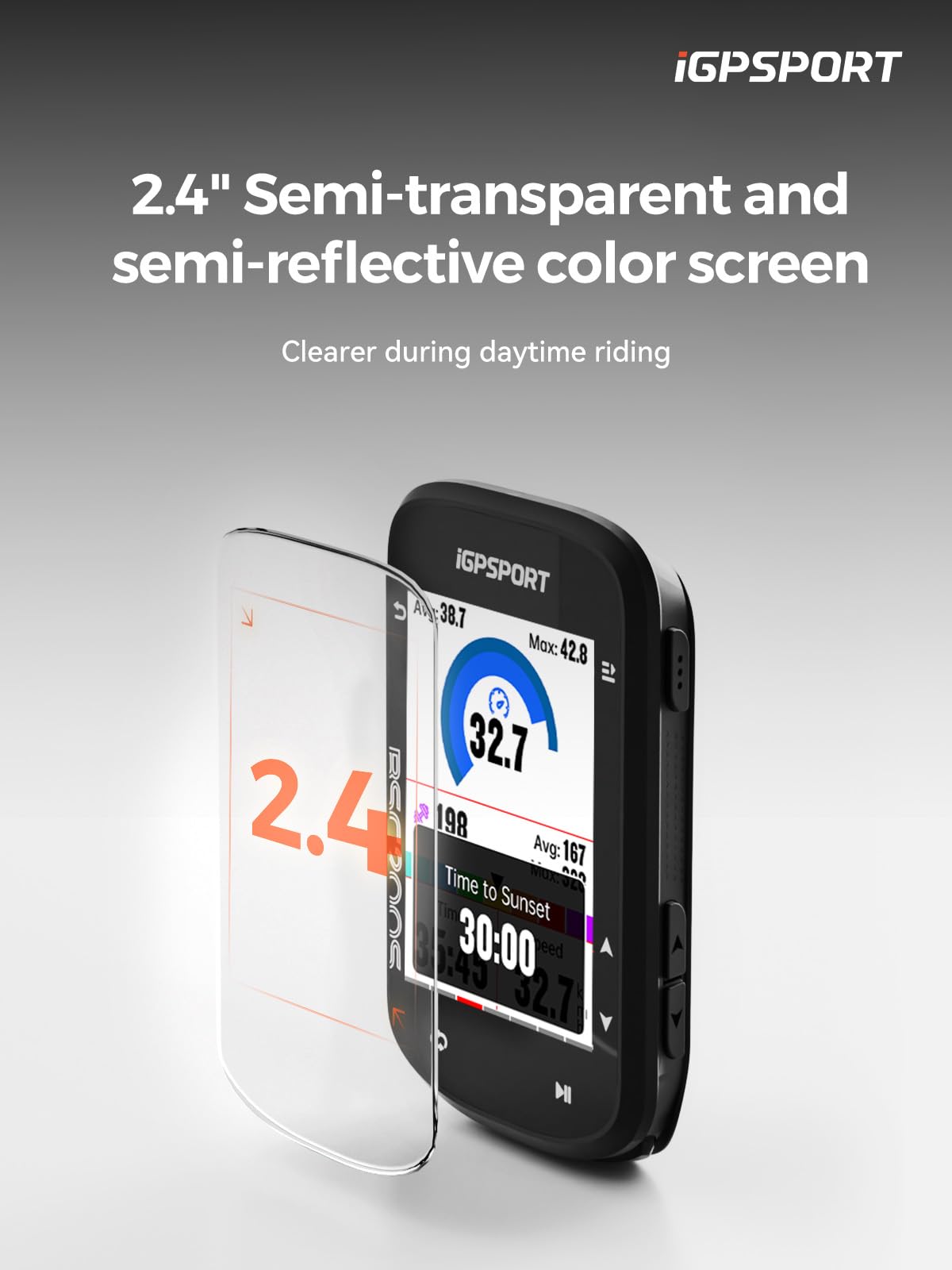 iGPSPORT BSC200S GPS Bike Computer, Wireless Route Navigation 2.4'' Screen Bluetooth ANT+ Cycle Computer IPX7 Waterproof