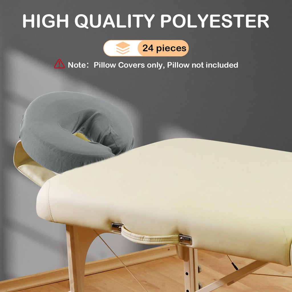 Macarrie 24 Pcs Face Cradle Covers for Massage Table Microfiber Reusable Soft Thicker Massage Table Headrest Covers Bulk Oil Proof Cradle Head Rest Sheets for Spa Beauty Salons(Beige)