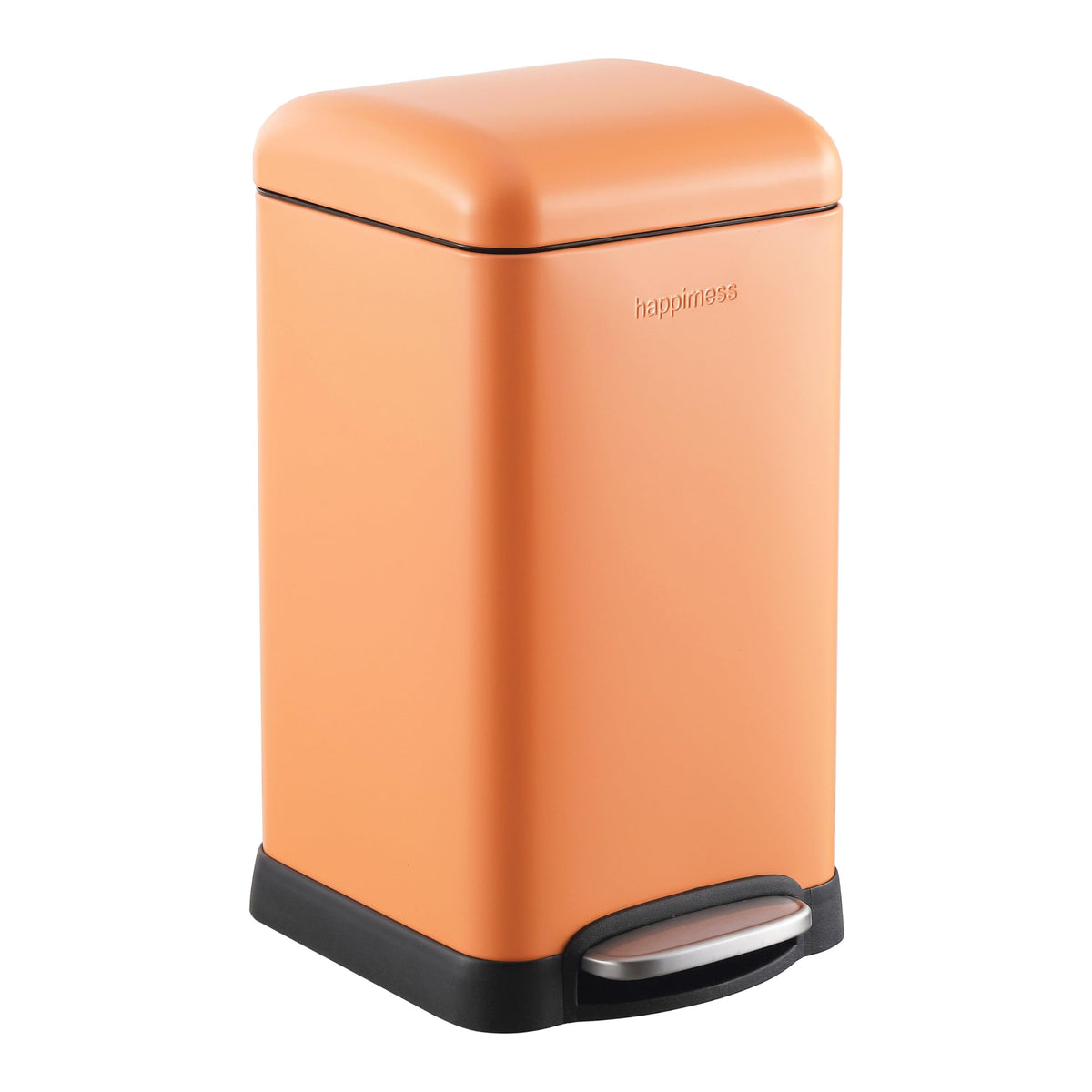 happimess HPM1012B Betty Retro Mini 3.2-Gallon Step-Open Trash Can with Soft-Close Lid, Modern, Minimalistic, Fingerprint Proof for Home, Kitchen, Laundry Room, Office, Bedroom, Bathroom, Black