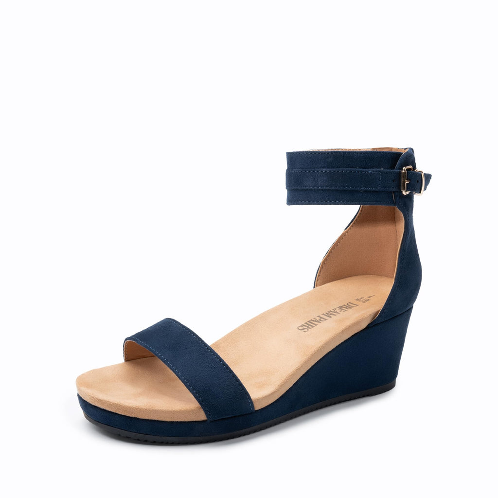 DREAM PAIRS Women's Open Toe Buckle Ankle Strap Platform Wedge Sandals Summer Shoes.