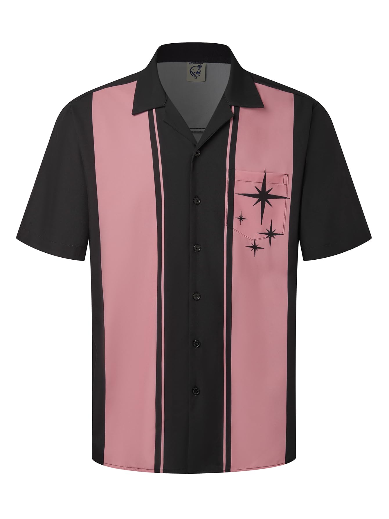 Hardaddy Men's Camp Collar Retro Vintage Bowling Button Down Shirt with Pocket Casual Short Sleeve Beach Shirts Summer
