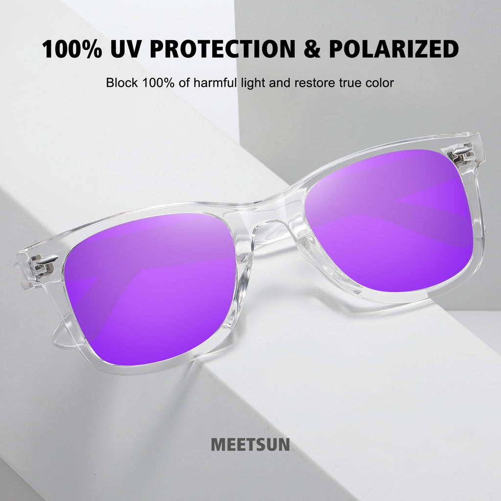 MEETSUN Retro Polarized Sunglasses for Women Men Classic Mirror Lens Driving Trendy Sun Glasses UV Protection (3 Pack)