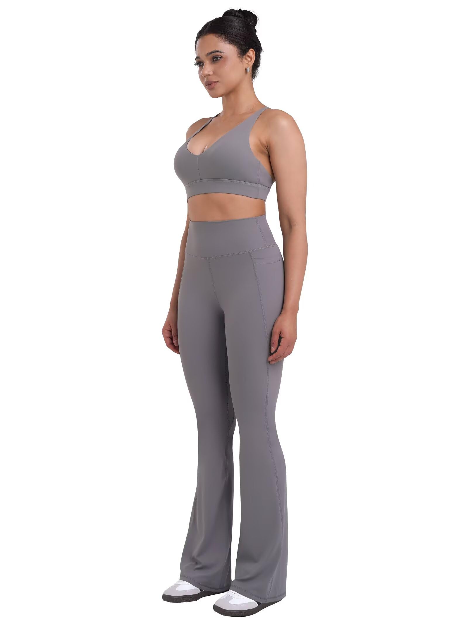 Sunzel Women Mini Flare Leggings with Pockets Breathable Bootcut Yoga Pants | Mini Flare, Buttery Soft, High Stretchy, High Waisted Tummy Control, Gym Clothes, Workout Casual Dance