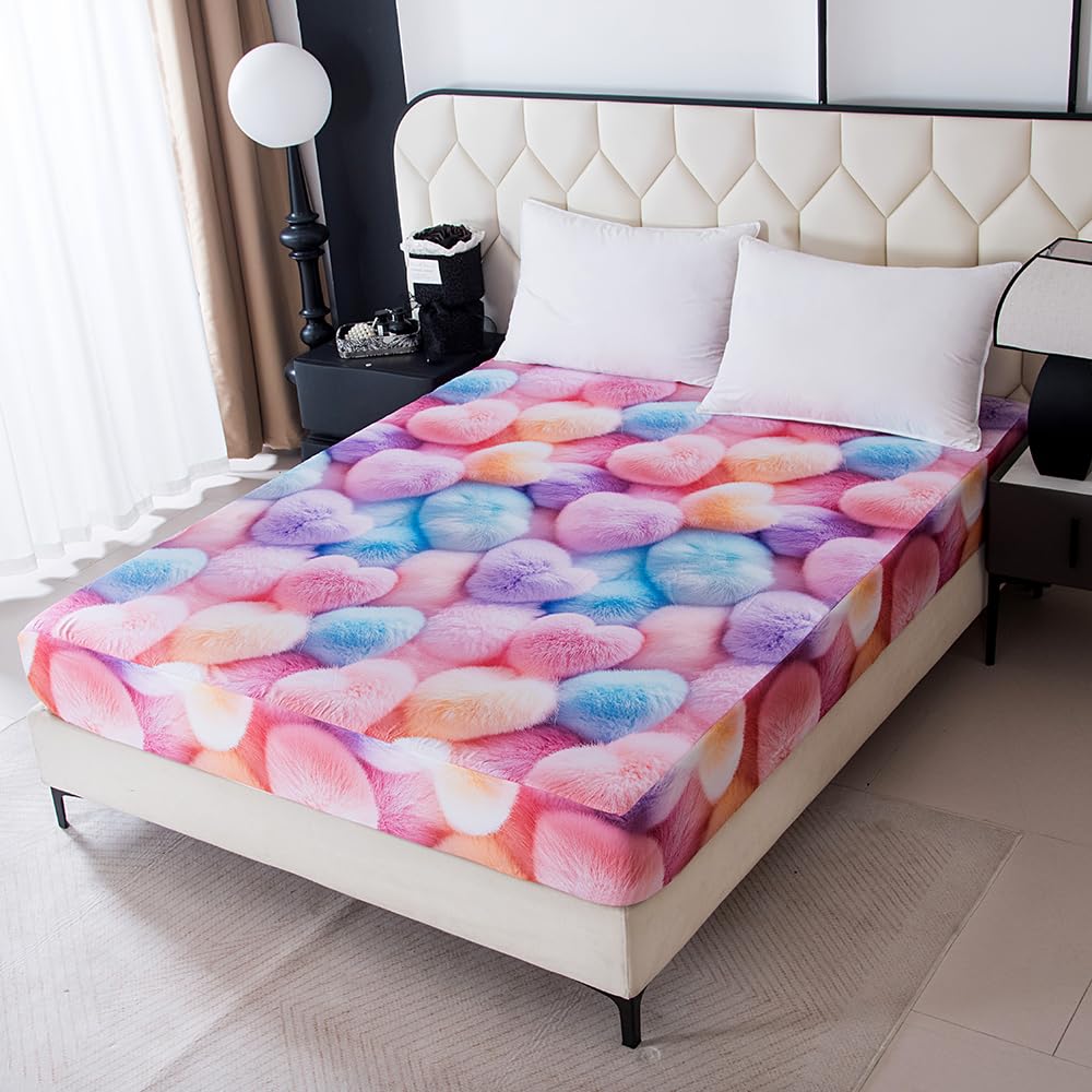 Bedding Fitted Sheet with Deep Pocket,3D Pattern Printed Fabric Bed Sheets (Black Butterfly,Twin)