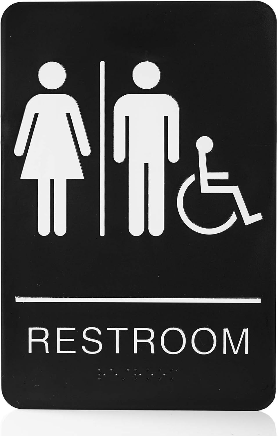Self-Stick ADA Braille Unisex Restroom Signs-Bathroom Signs with Double Sided 3M Tape for Office or Business Bathroom and Toilet Door or Wall Decor 9”X6”