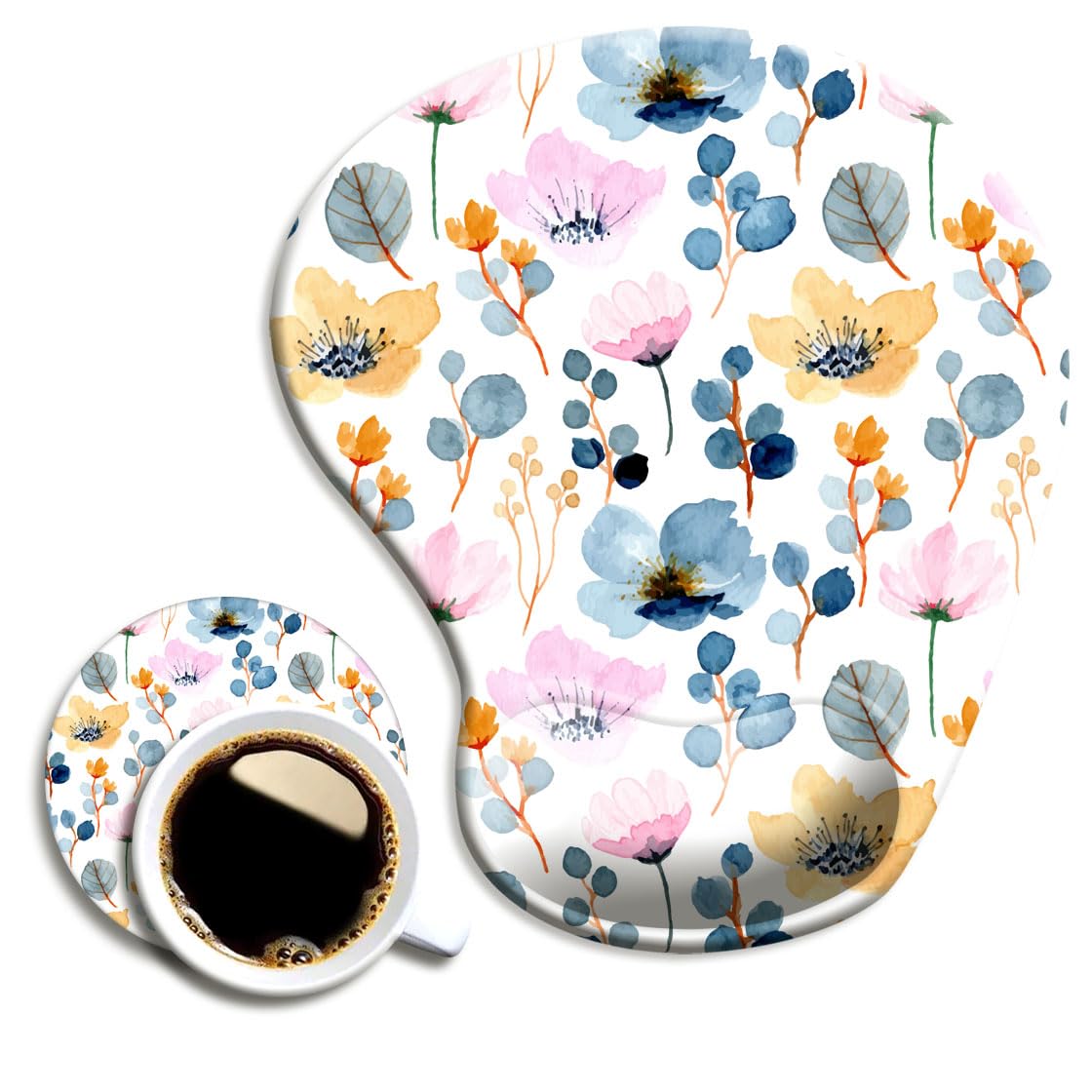 DOOKE Ergonomic Mouse Pad with Wrist Support and Coaster,Mouse Pads with Non-Slip PU Base for Home Office Working Studying Easy Typing & Pain Relief Aesthetic Art