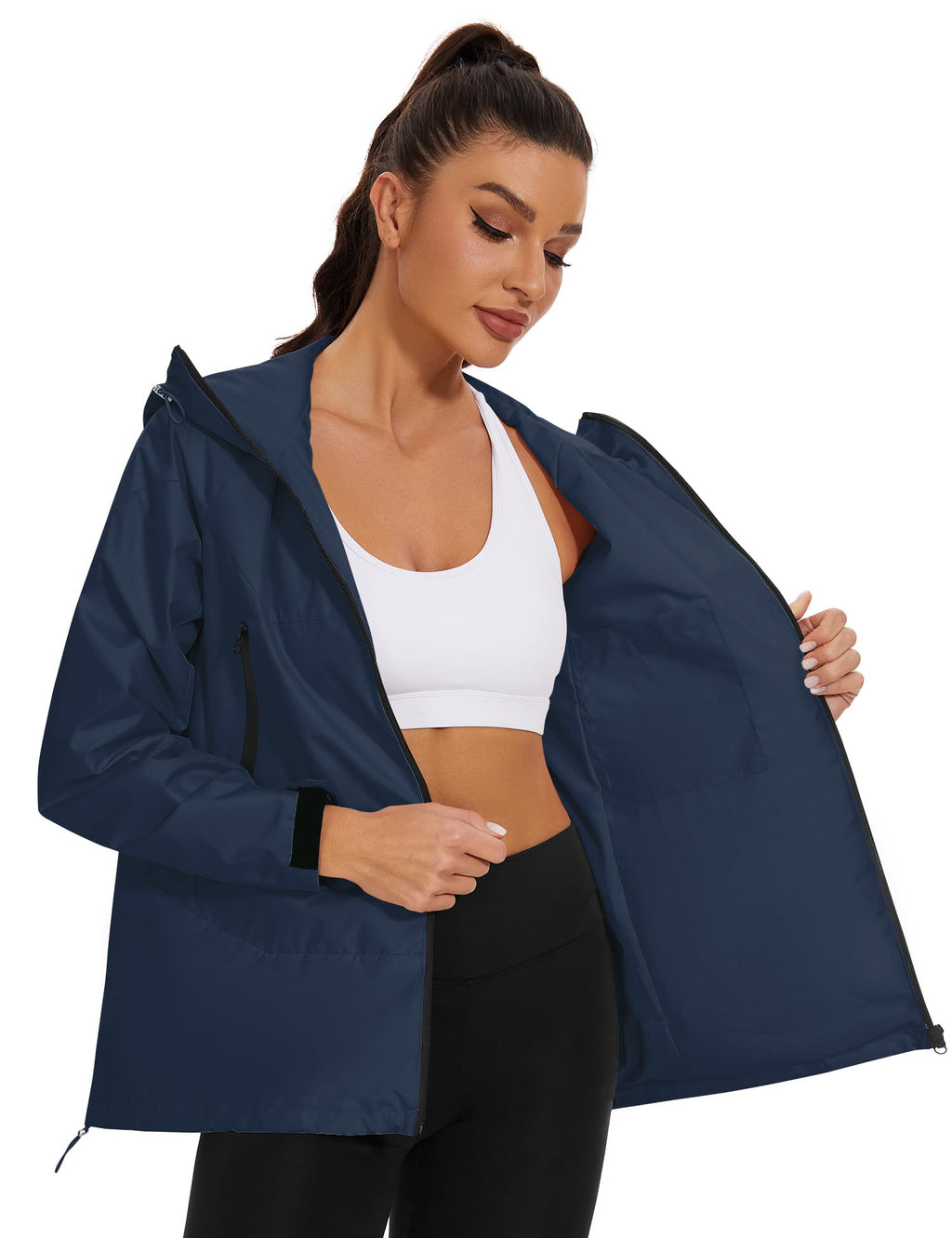 Avoogue Rain Jacket for Women Waterproof Lightweight Rain Coat Hiking Windbreaker Jacket with Hood