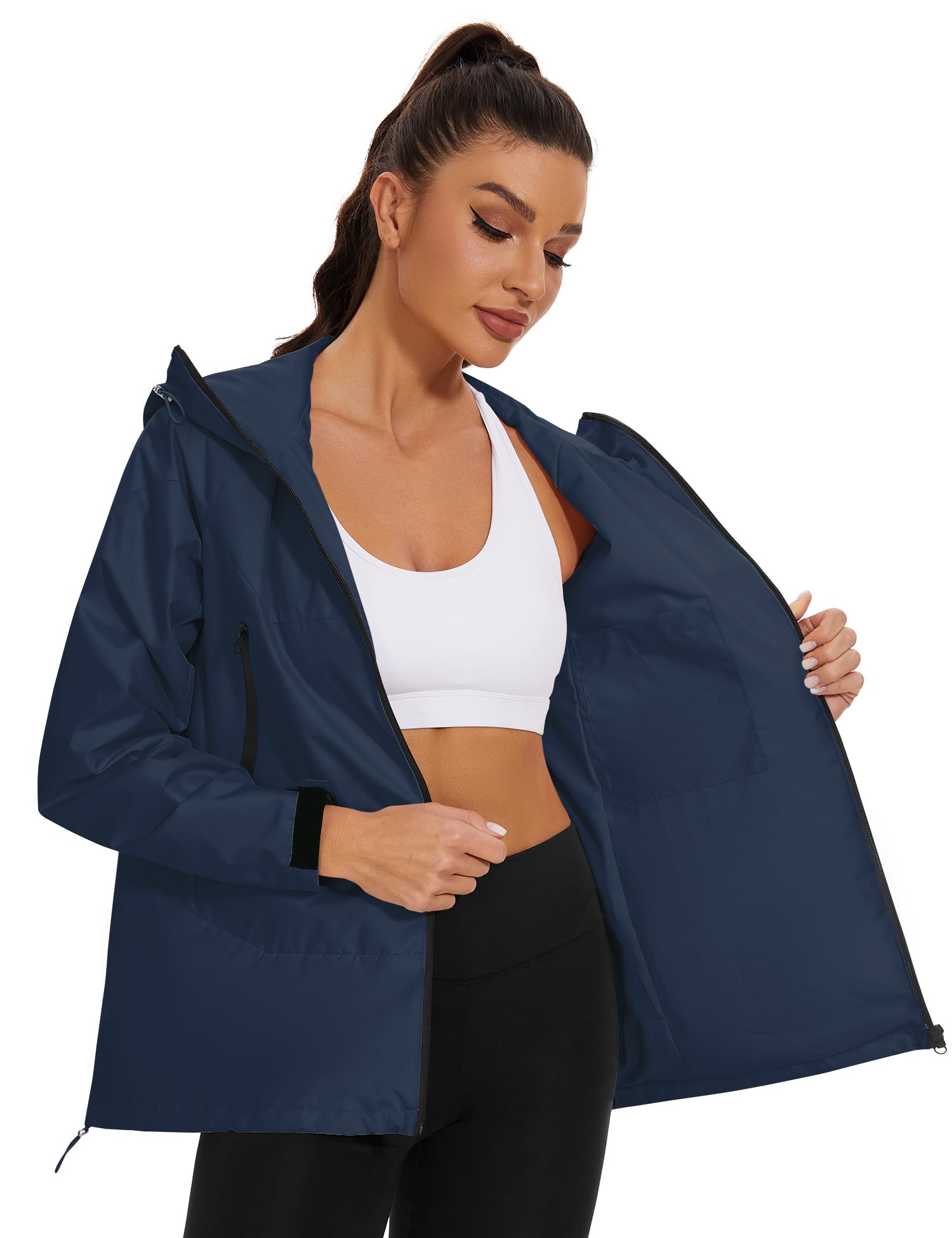 Avoogue Rain Jacket for Women Waterproof Lightweight Rain Coat Hiking Windbreaker Jacket with Hood