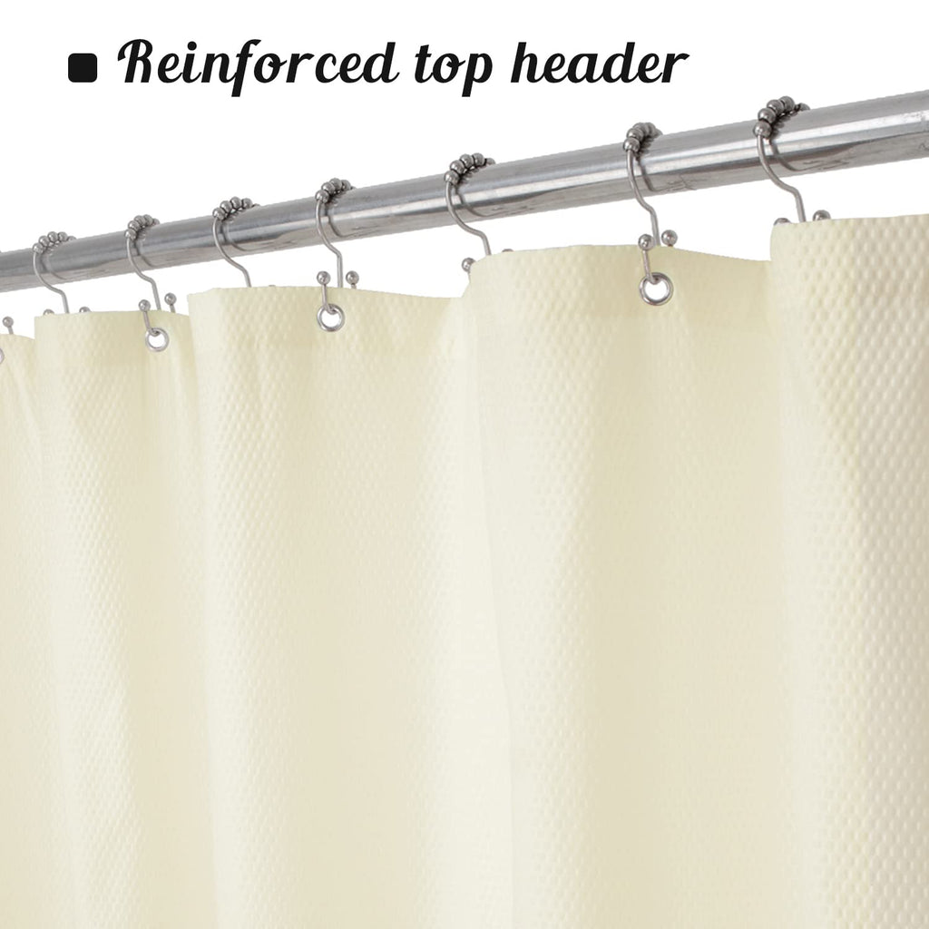 Mrs Awesome Embossed Microfiber Shower Curtain Liner 70 x 72 inches, Soft Fabric Shower Curtain Washable and Water Repellent,70x72, Cream