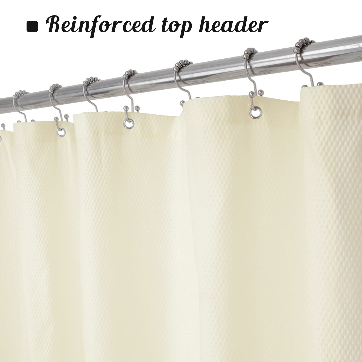 Mrs Awesome Embossed Microfiber Shower Curtain Liner 70 x 72 inches, Soft Fabric Shower Curtain Washable and Water Repellent,70x72, Cream
