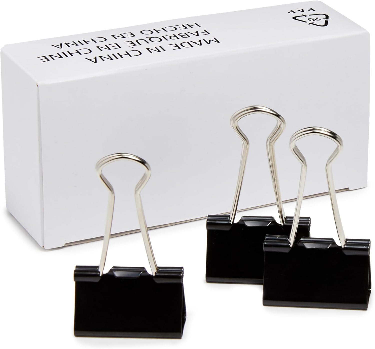 Amazon Basics Sturdy Binder Clips for Office Use, 96 Count, Medium, 1.25 in, Black (Pack of 12)
