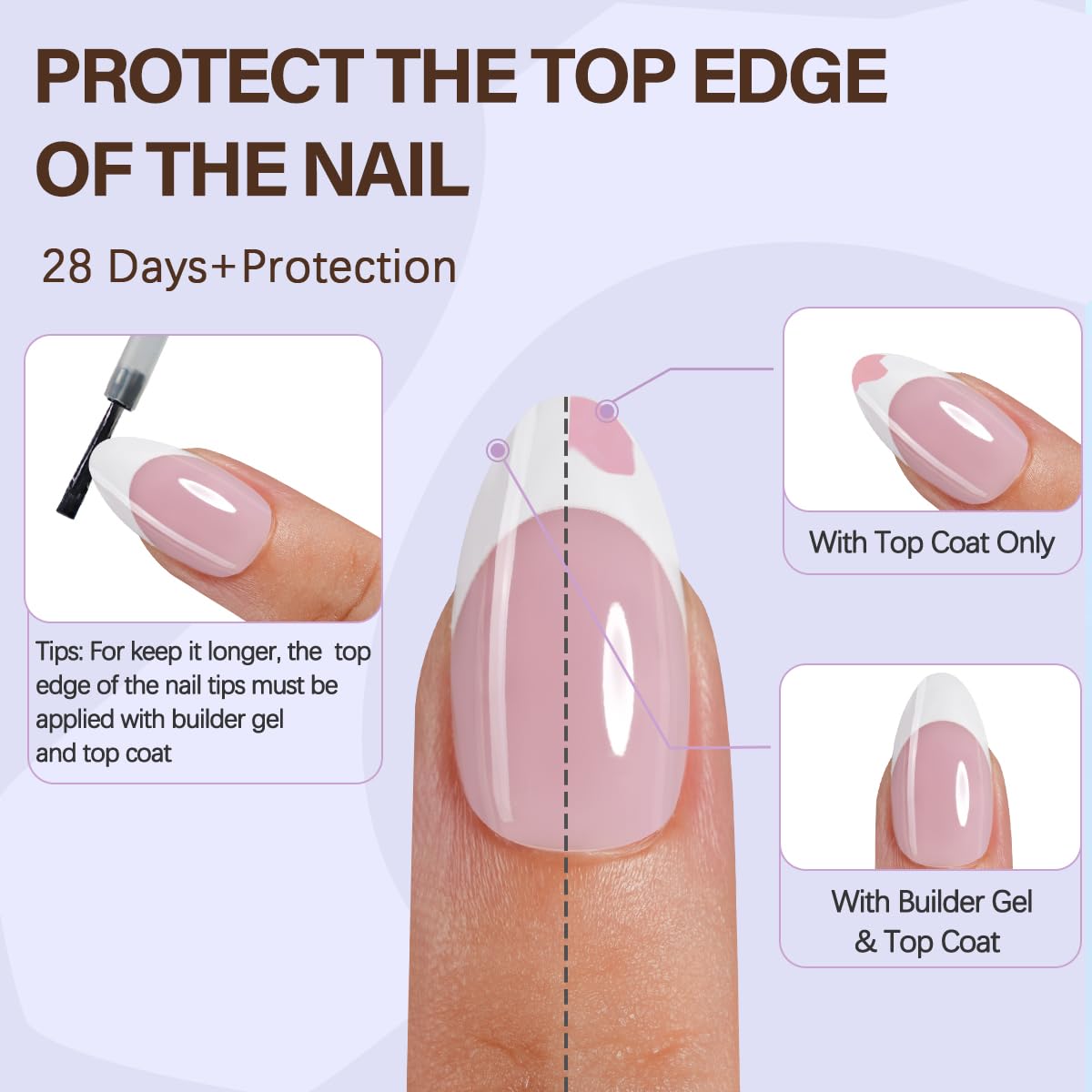 Misssix XBASICTIPS French Tip Press On Nails, 300Pcs French Gel Nail Tips Long Square, Soft Gel Pre-shaped No Need to File 3 in 1 Tips, Fake Nails for Nail Art DIY Extension Designs 15 Sizes
