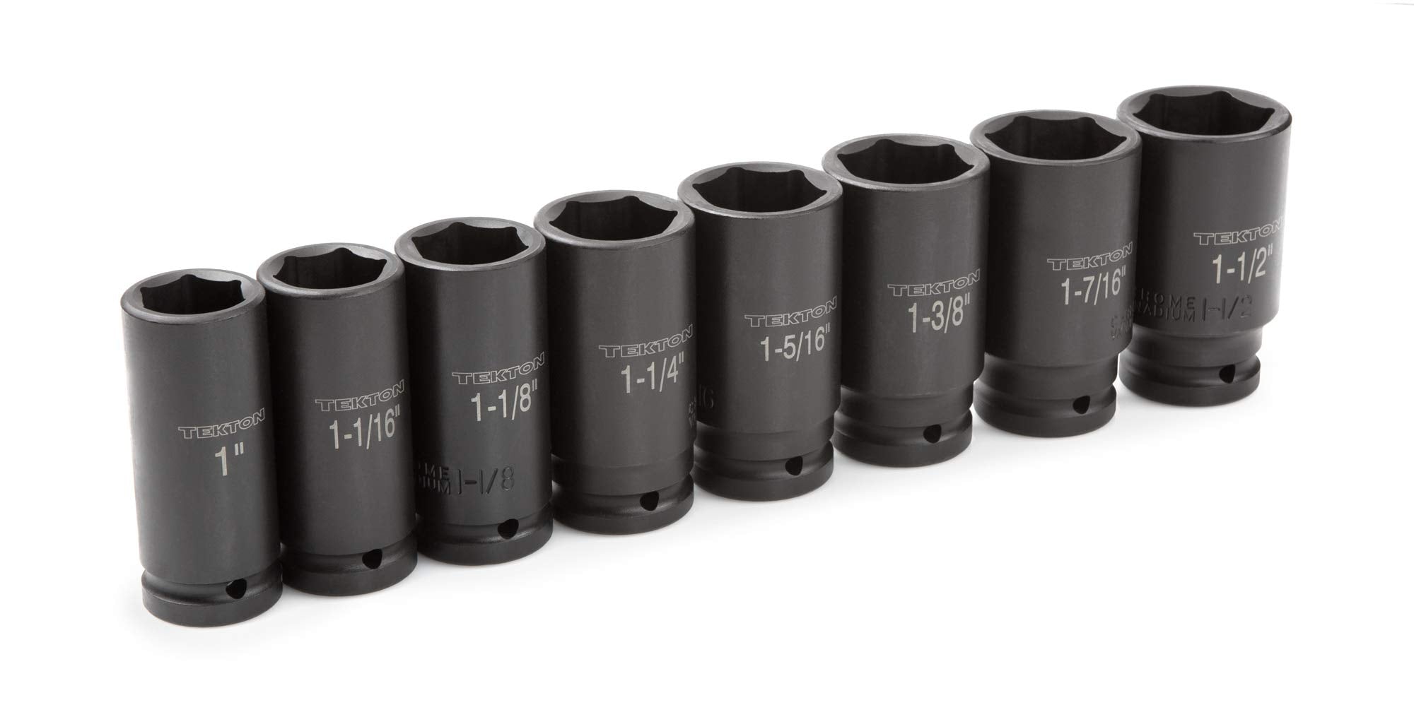 TEKTON 3/4 Inch Drive Deep 6-Point Impact Socket Set with Case, 7-Piece (13/16-1-1/2 in.) | 4890