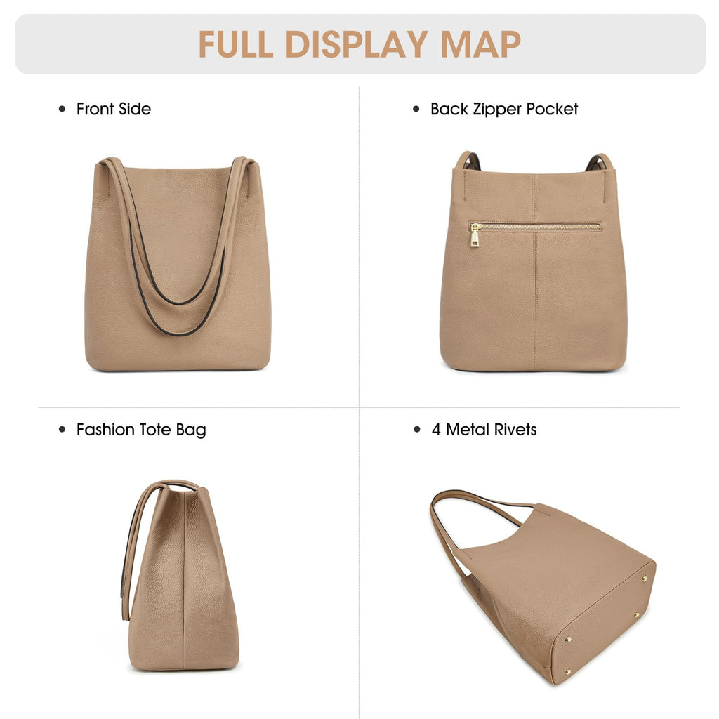 Kattee Women Soft Genuine Leather Totes Shoulder Bag Purses and Handbags with Top Magnetic Snap Closure