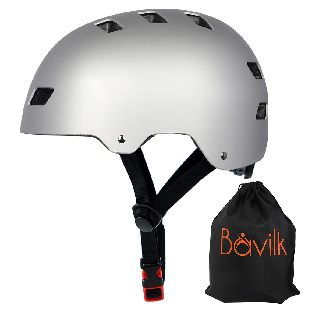 Bike Helmet 3 Sizes for Teenager Kids Youth Adults,Bavilk Skateboard Helmet Adjustable Multi-Sport Bicycle Cycling Scooter Roller Skate Inline Skating Rollerblading for Girls Boys Women Men Teen