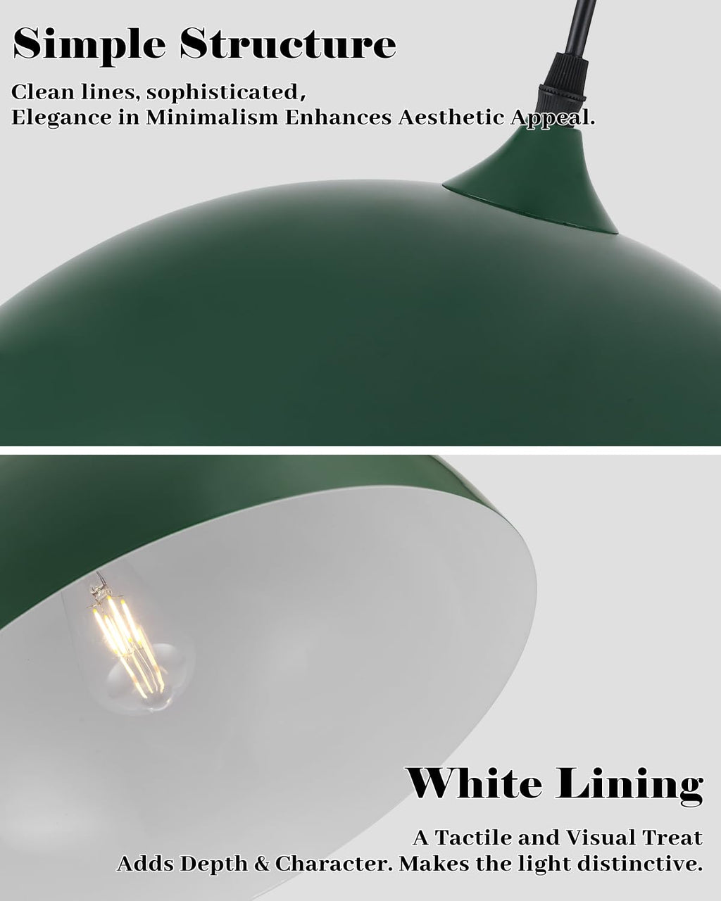 White Pendant Lights, 11.8 inch Pendant Lights Kitchen Island, Farmhouse Pendant Light Fixtures (White Inside), Industrial Pendant Lighting for Dining Room, Bedroom, Hallway (1 Pack)