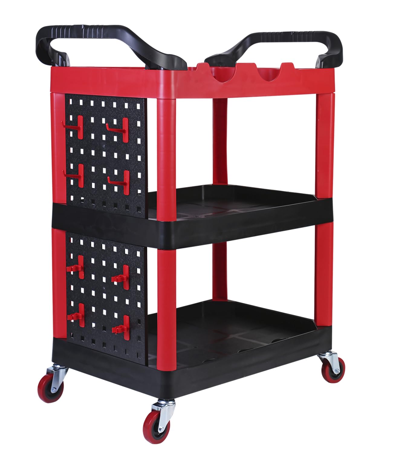 MaxWorks 50993 500-lb Utility Service PP Cart with Two Trays and Wheels 40 inch x 17 inch Overall Dimensions