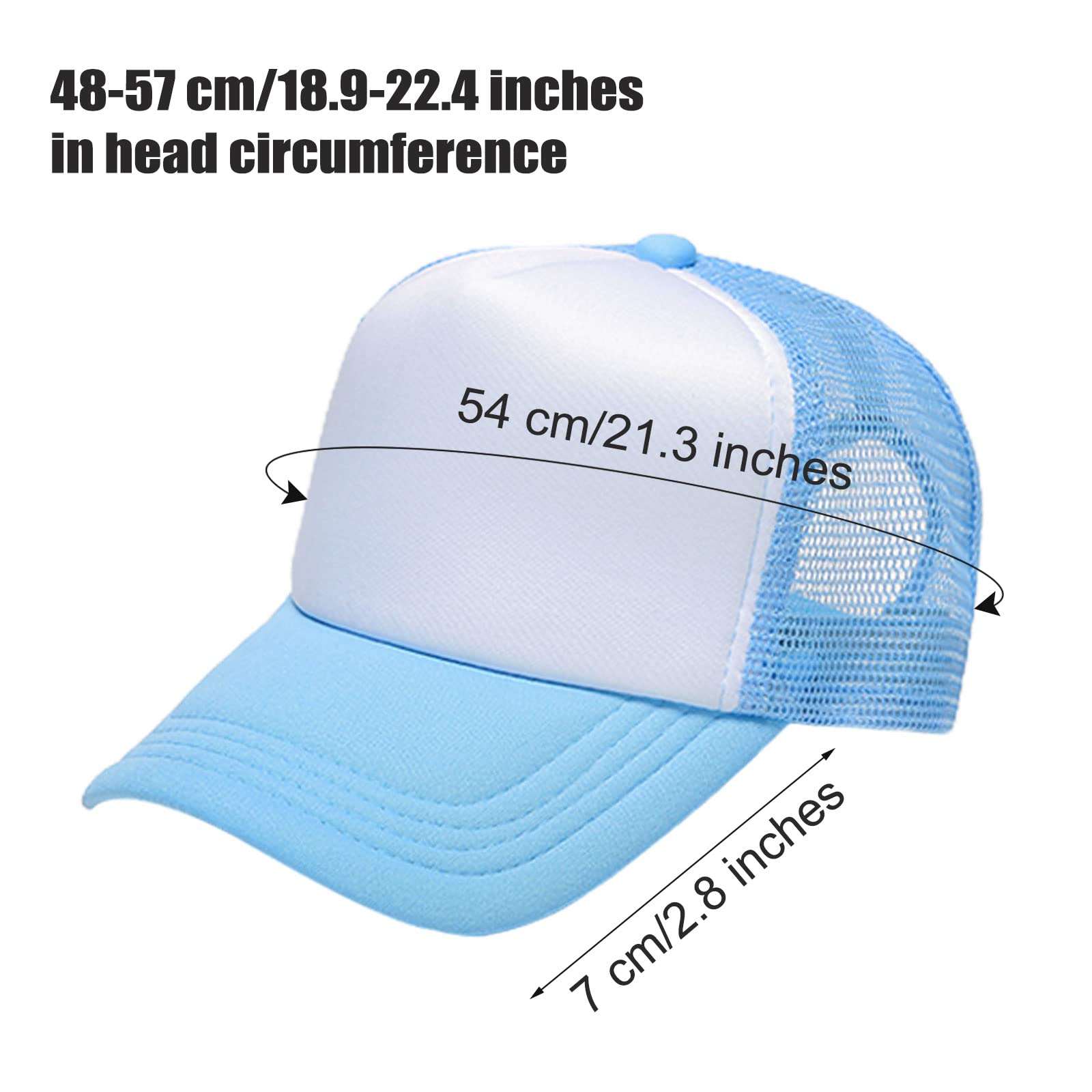 10 Pack Kids Trucker Hats Boys Girls Colorful Baseball Hats Adjustable Sublimation Blank Mesh Plain Baseball Caps