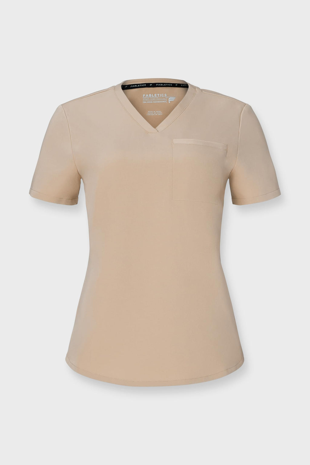 Fabletics Women's Vital 1-Pocket Scrub Top - MotionTech, Wrinkle-Resist, Chest Pocket, Anti-Shrink, Semi-Slim Fit