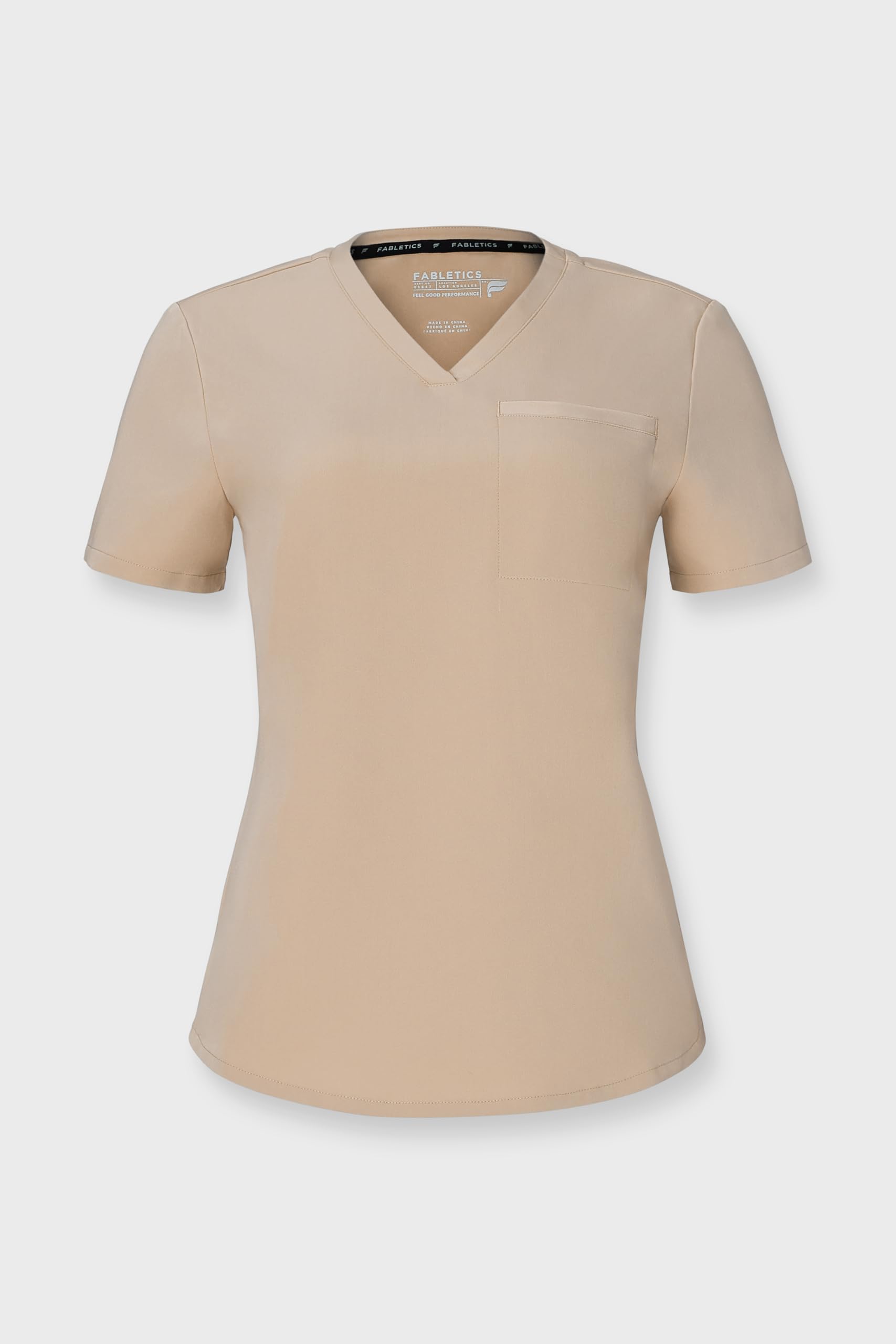 Fabletics Women's Vital 1-Pocket Scrub Top - MotionTech, Wrinkle-Resist, Chest Pocket, Anti-Shrink, Semi-Slim Fit