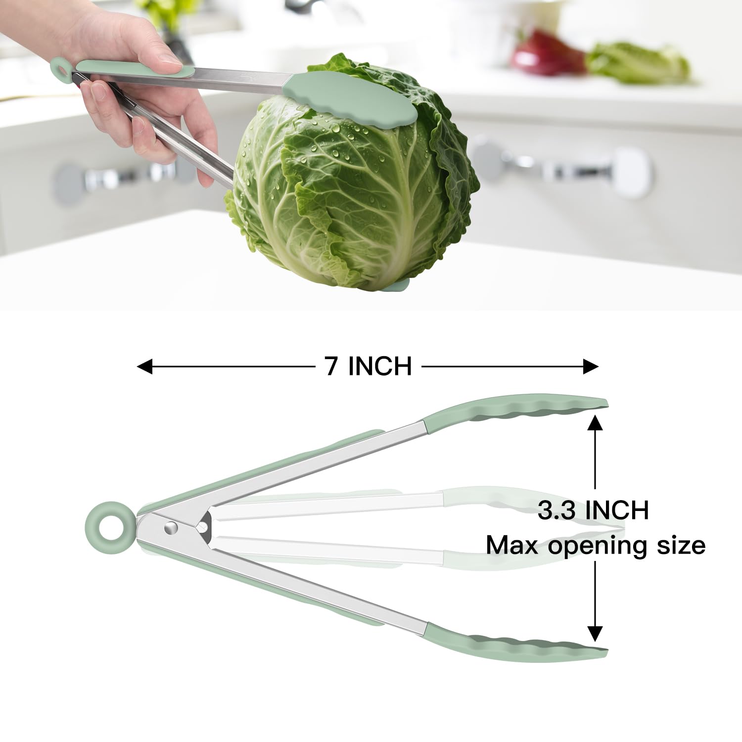 Hotec Mini Silicone Kitchen Tongs for Cooking - 7-Inch Small Serving Tongs with Silicone Tips, Set of 3 (Black)
