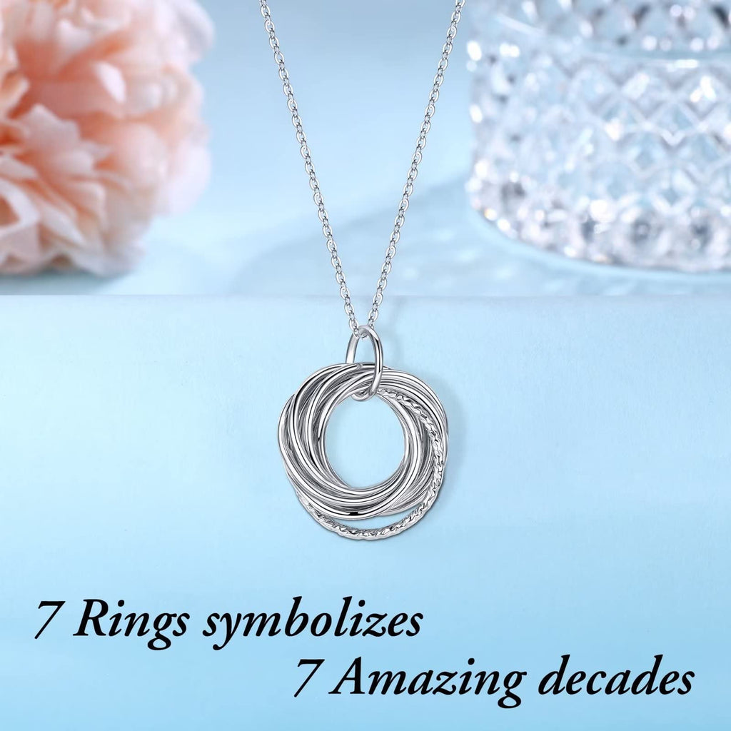IEFLIFE Birthday Gifts for Women, Sterling Silver Chain Birthday Necklaces, 40th 50th 60th 70th 80th 90th Birthday Necklace, 40 50 60 70 80 90 Years Old Birthday Gifts, 4 5 6 7 8 9 Decade Birthday Jewelry for Women
