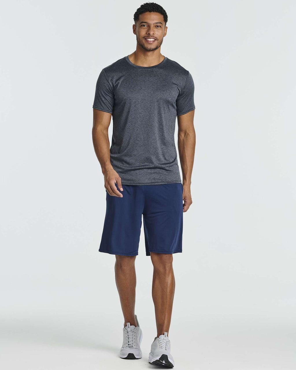 Real Essentials 5 Pack: Men's Dry-Fit Short Sleeve Crew Neck T Shirts Fitness Running Gym Workout Cool Exercise Athletic Tee