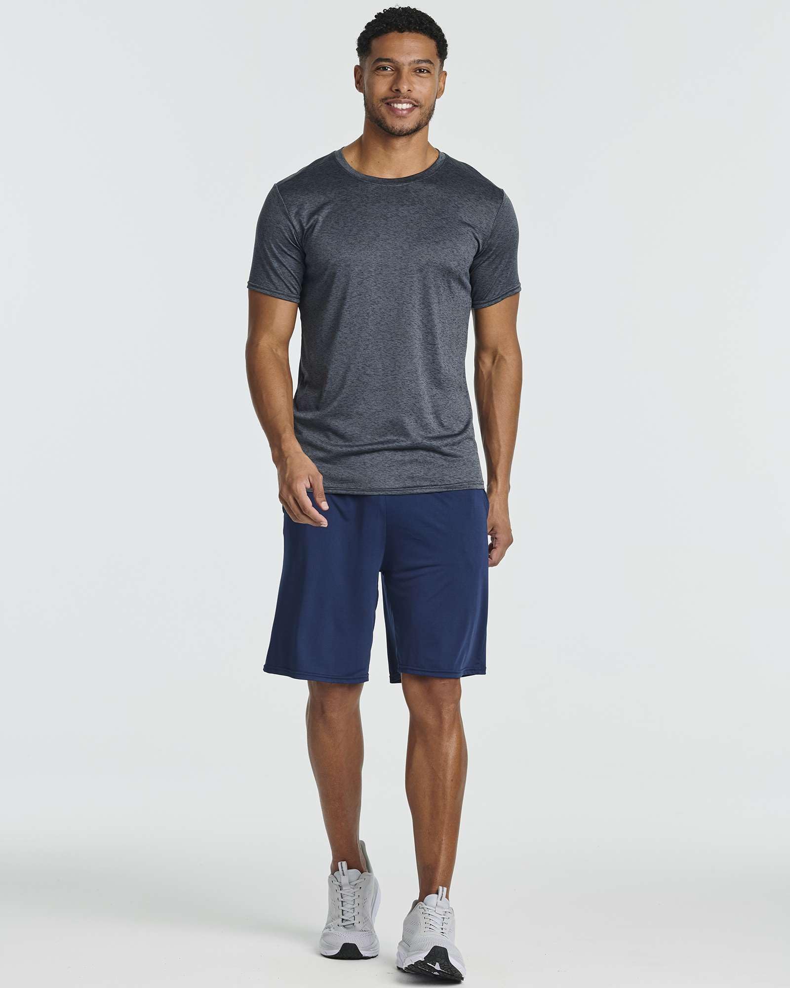Real Essentials 5 Pack: Men's Dry-Fit Short Sleeve Crew Neck T Shirts Fitness Running Gym Workout Cool Exercise Athletic Tee