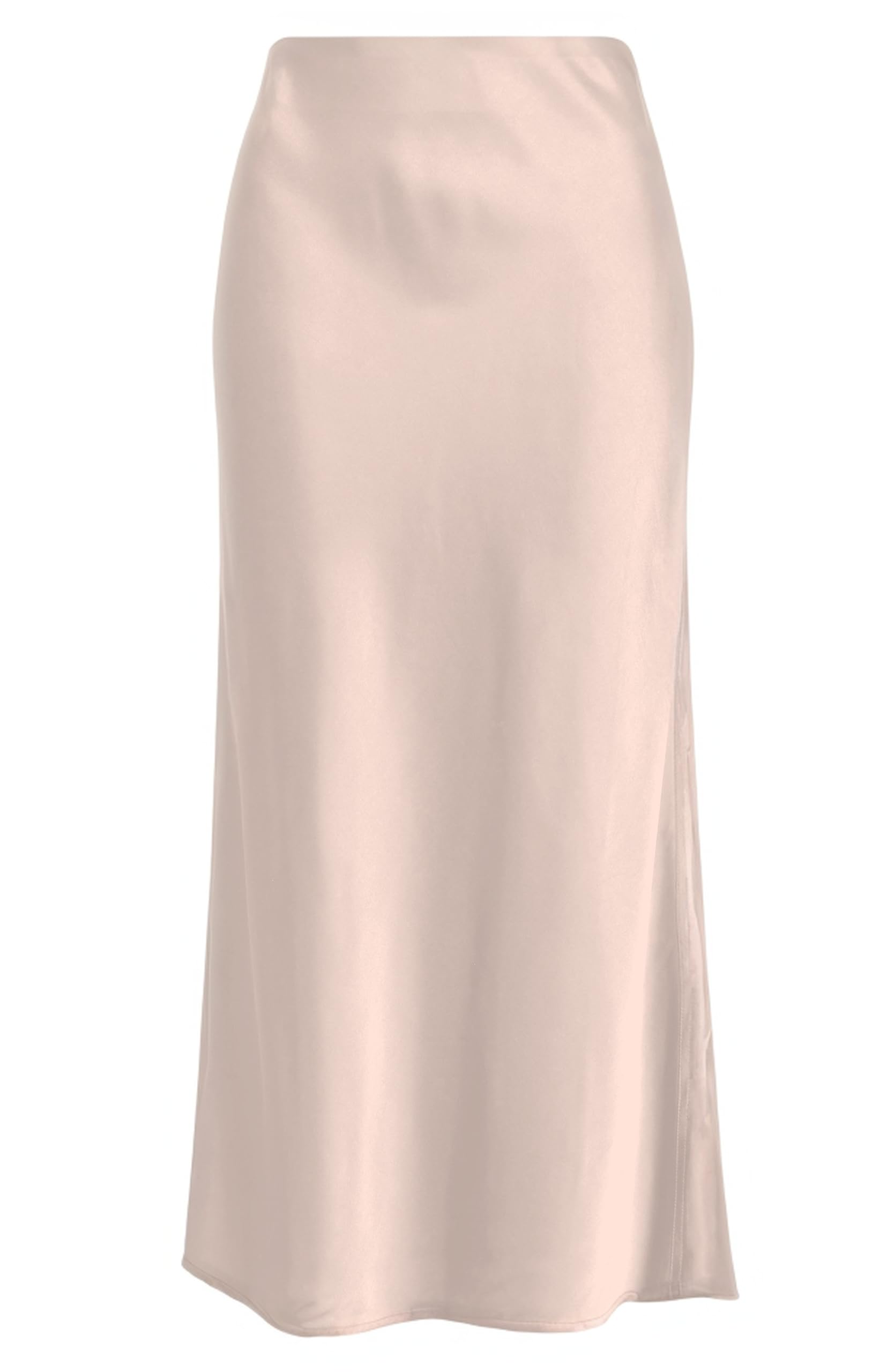Women's Solid Satin High Waist Midi Long Skirt Hidden Elastic Waistband Skirt for Women-Made in USA