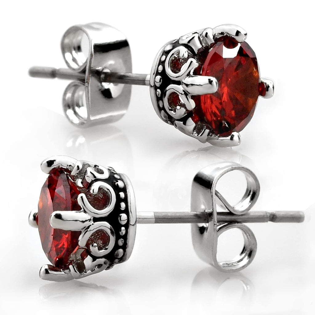 Retro Dark Shadow Stud Earrings, Hypoallergenic Stainless Steel Cubic Zirconia Earrings